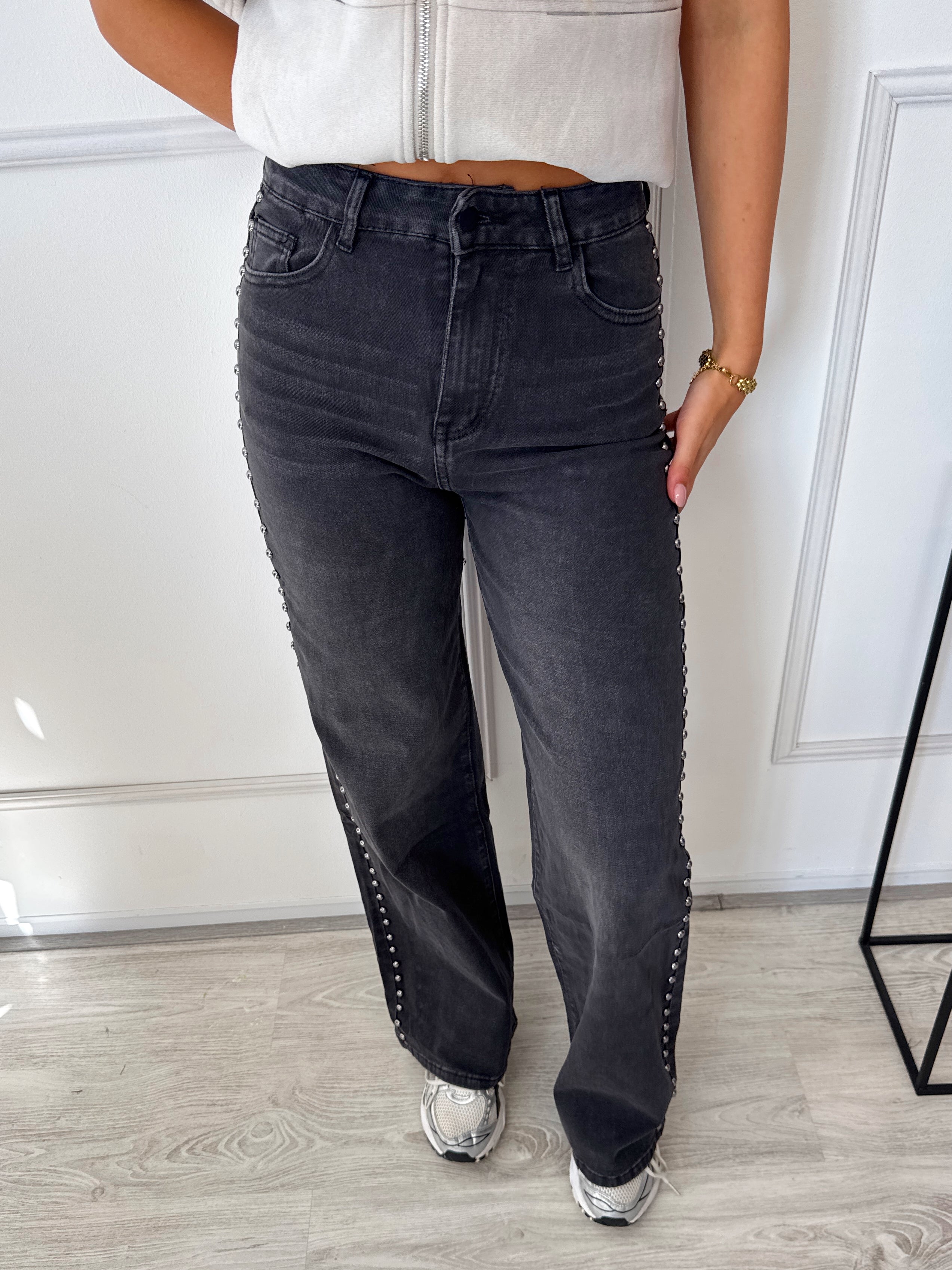 Roxy Jeans met studs | Donkergrijs