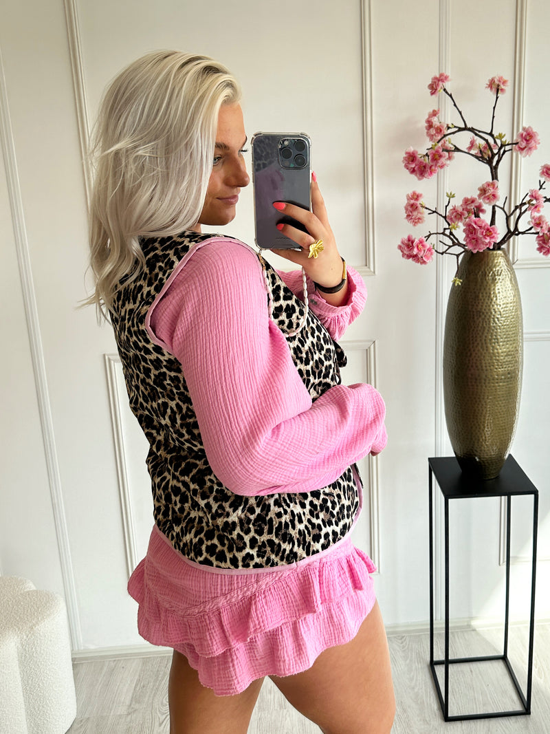 Debby Panter Gilet | Bruin - Roze