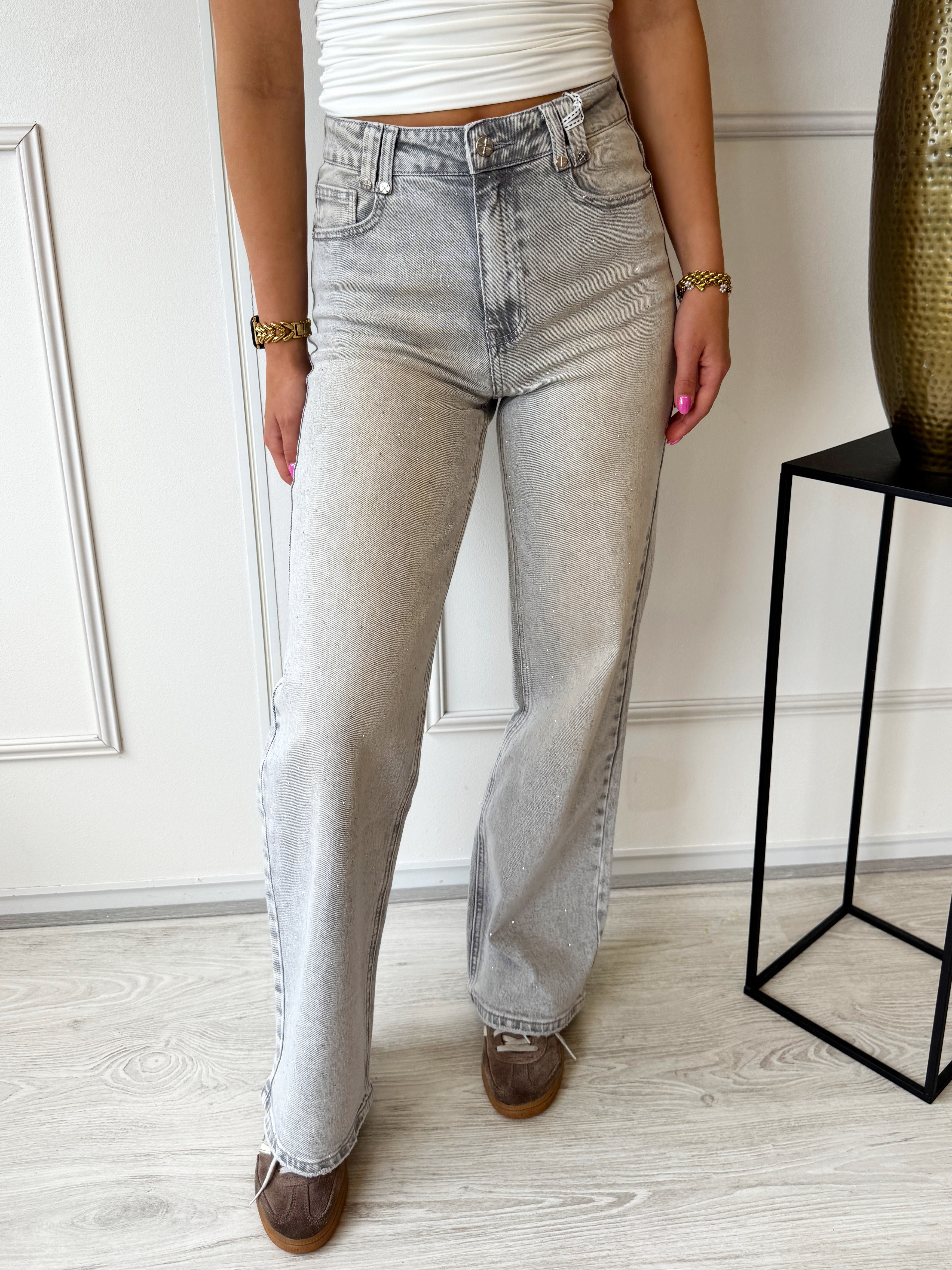 Denim Jeans met Glitter Detail | Grijs