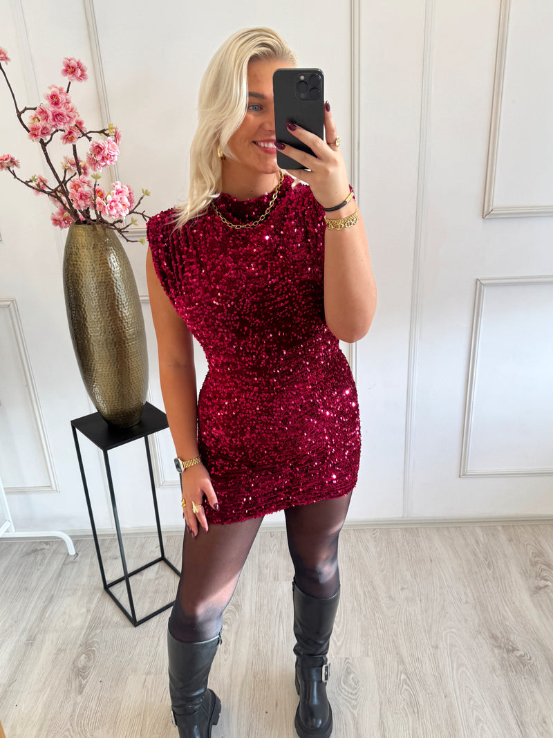 Party Sequin Jurkje | Bordeaux Rood