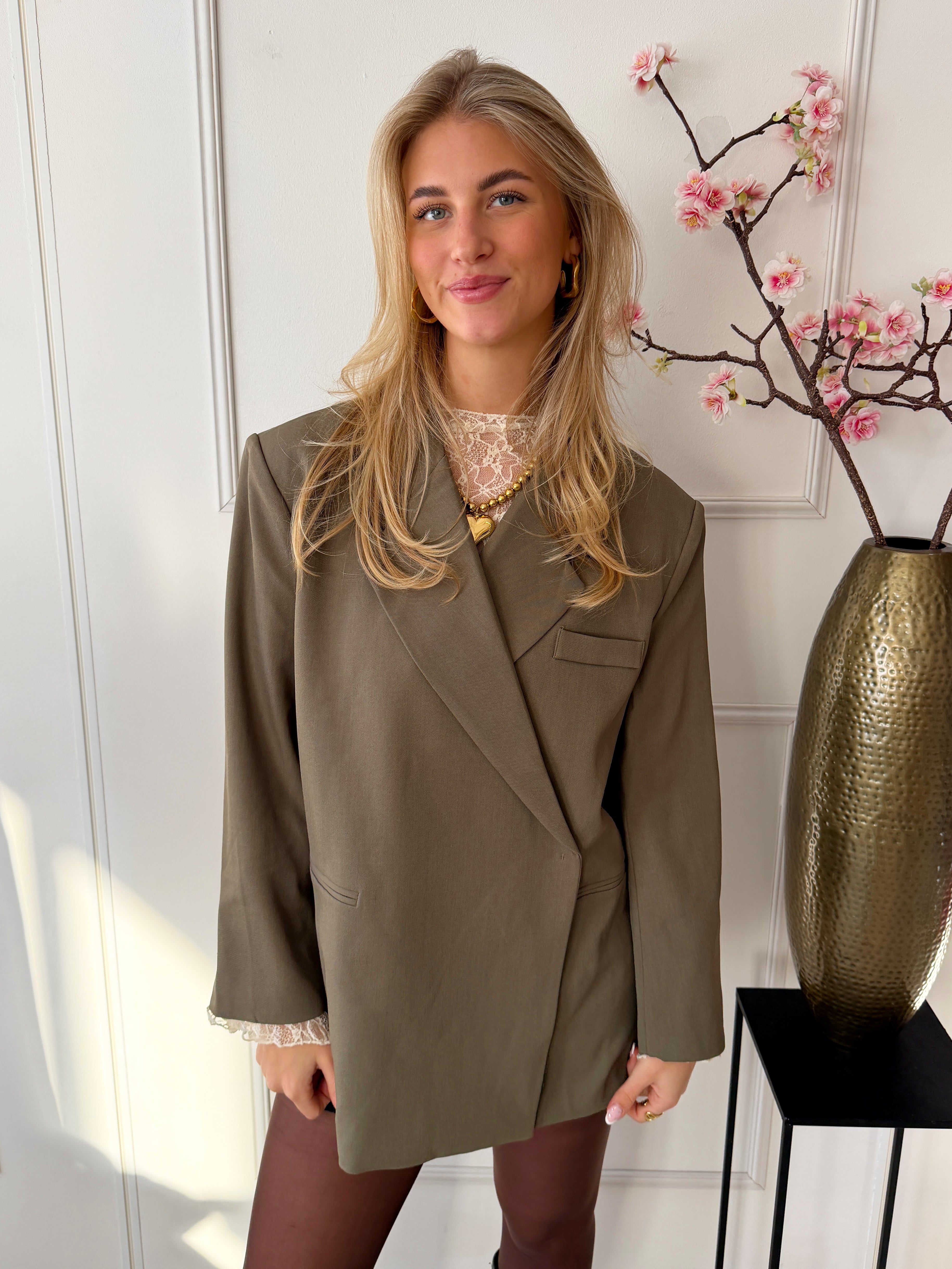 Oversized Boxy Blazer | Khaki