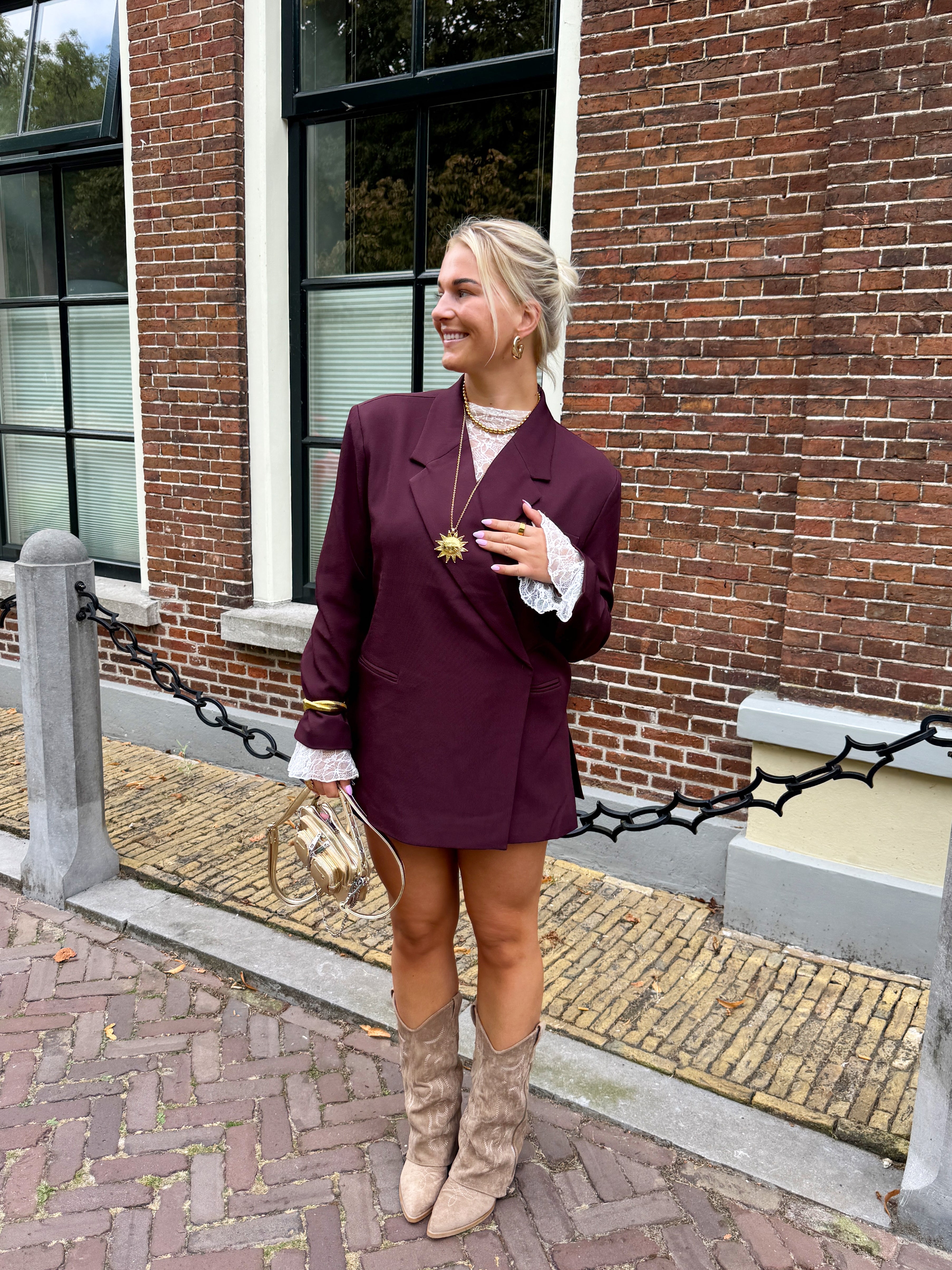 Boxy Oversized Blazer | Bordeaux