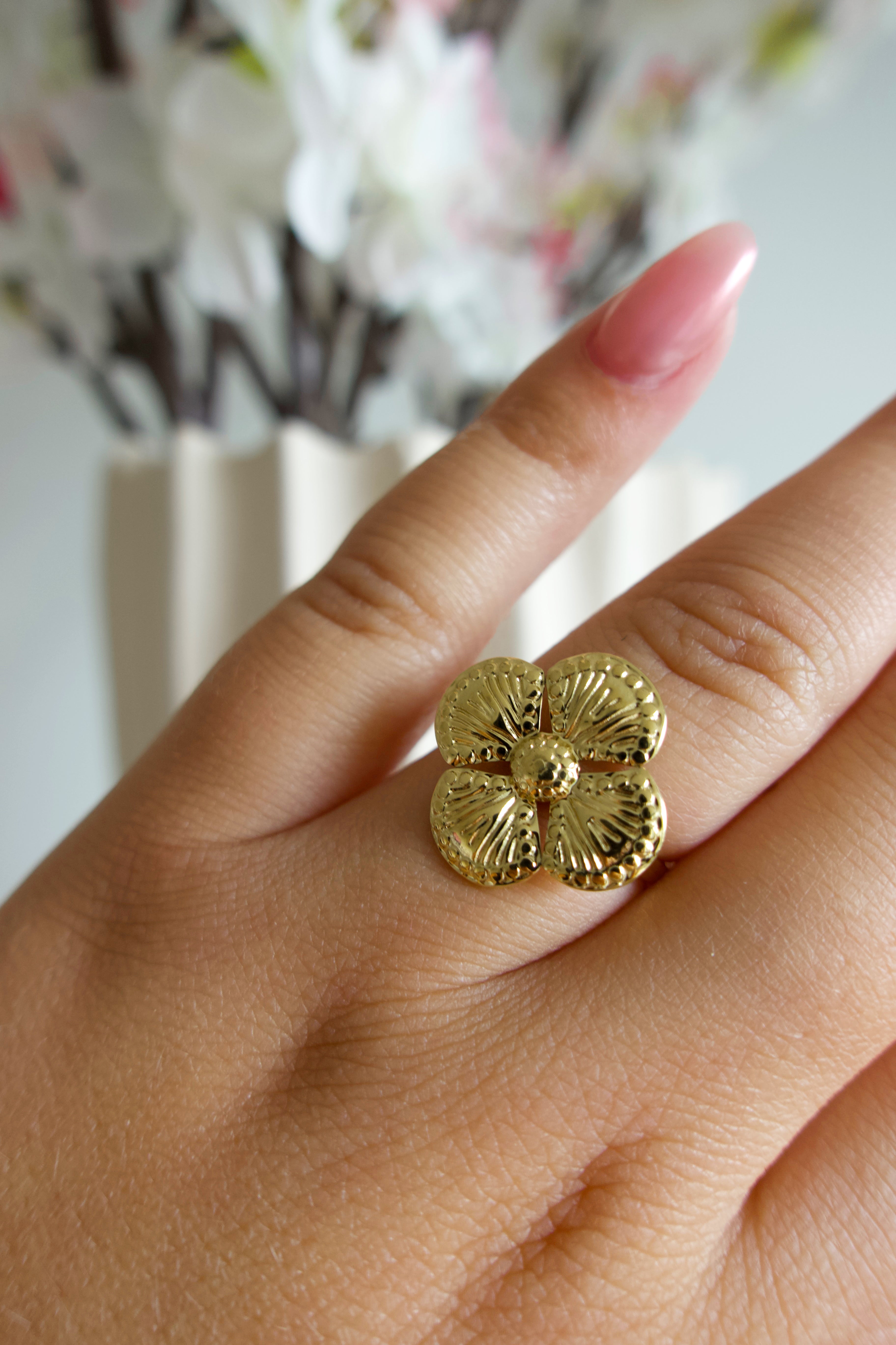 Luxe Klaver Ring | Goud