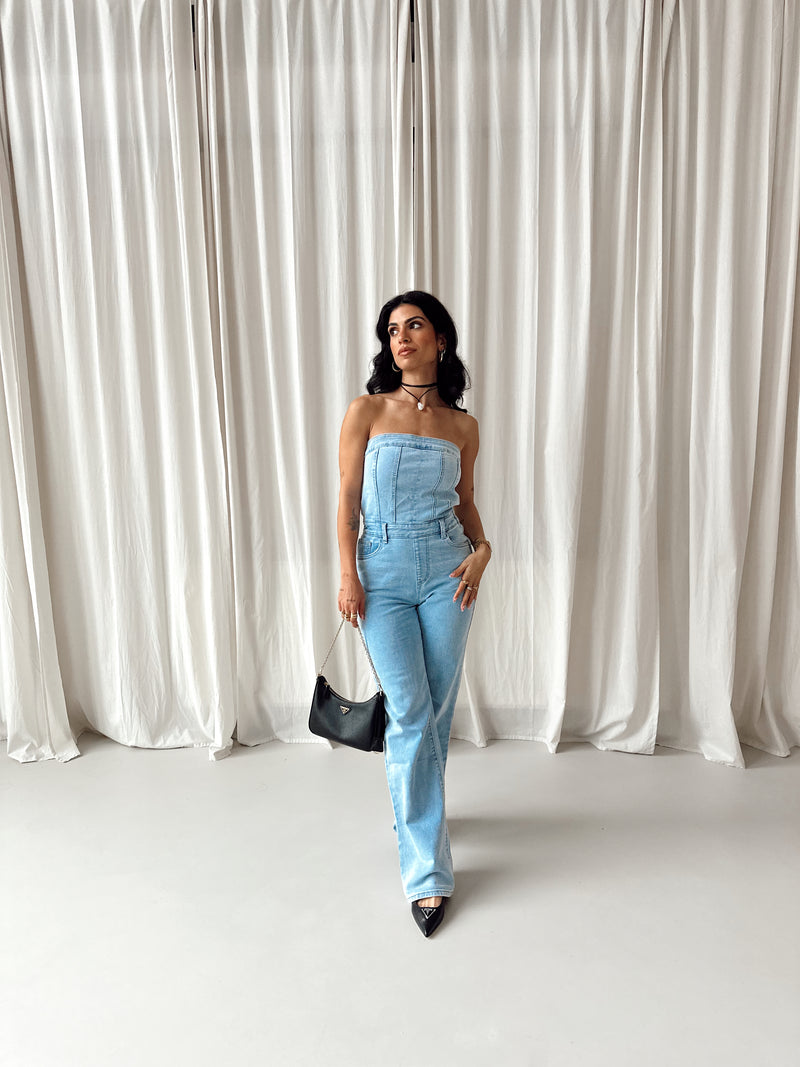 Stretch Off the shoulder Jumpsuit | Blauw