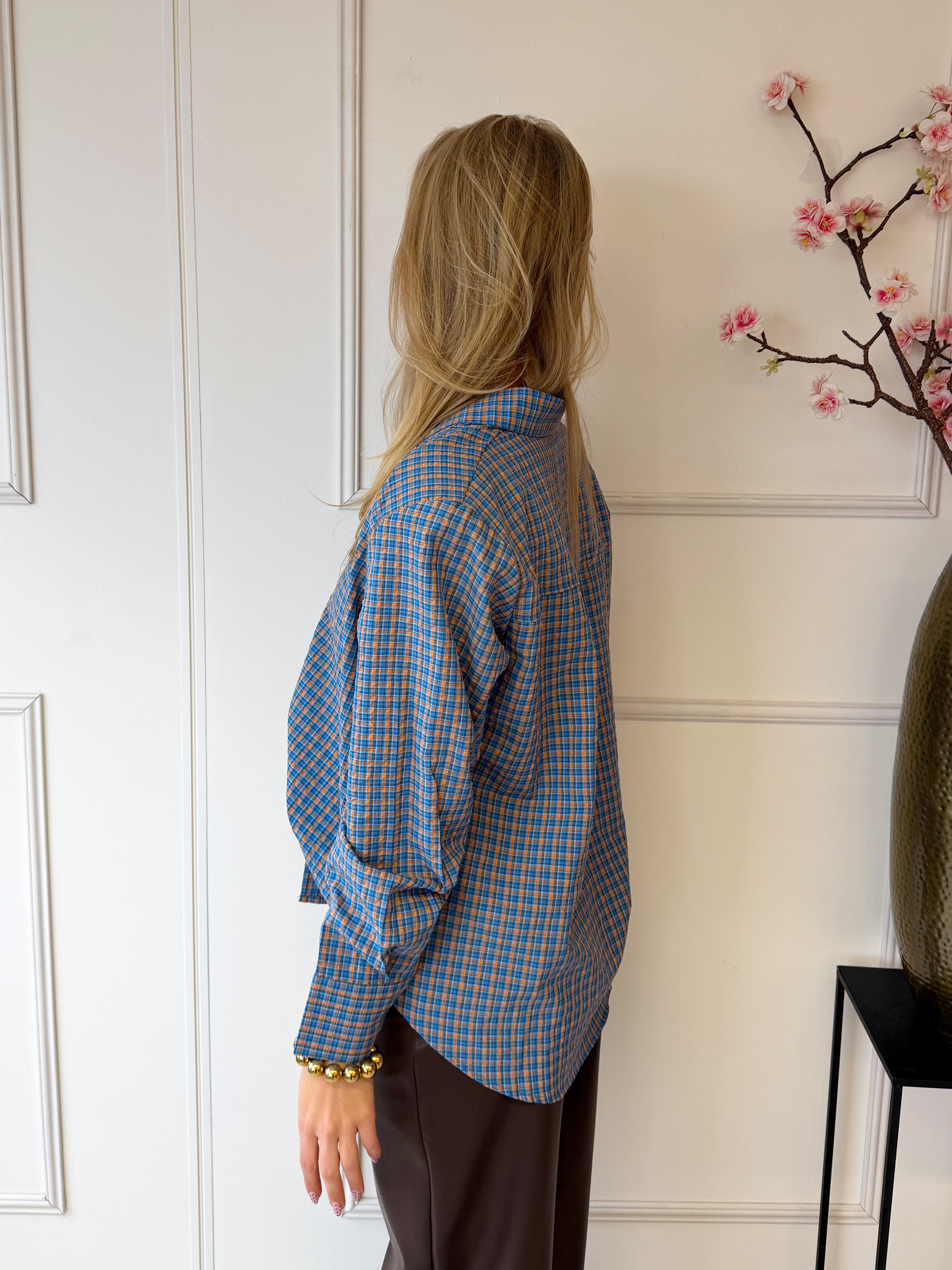 Poppy Blouse | Blauw Oranje