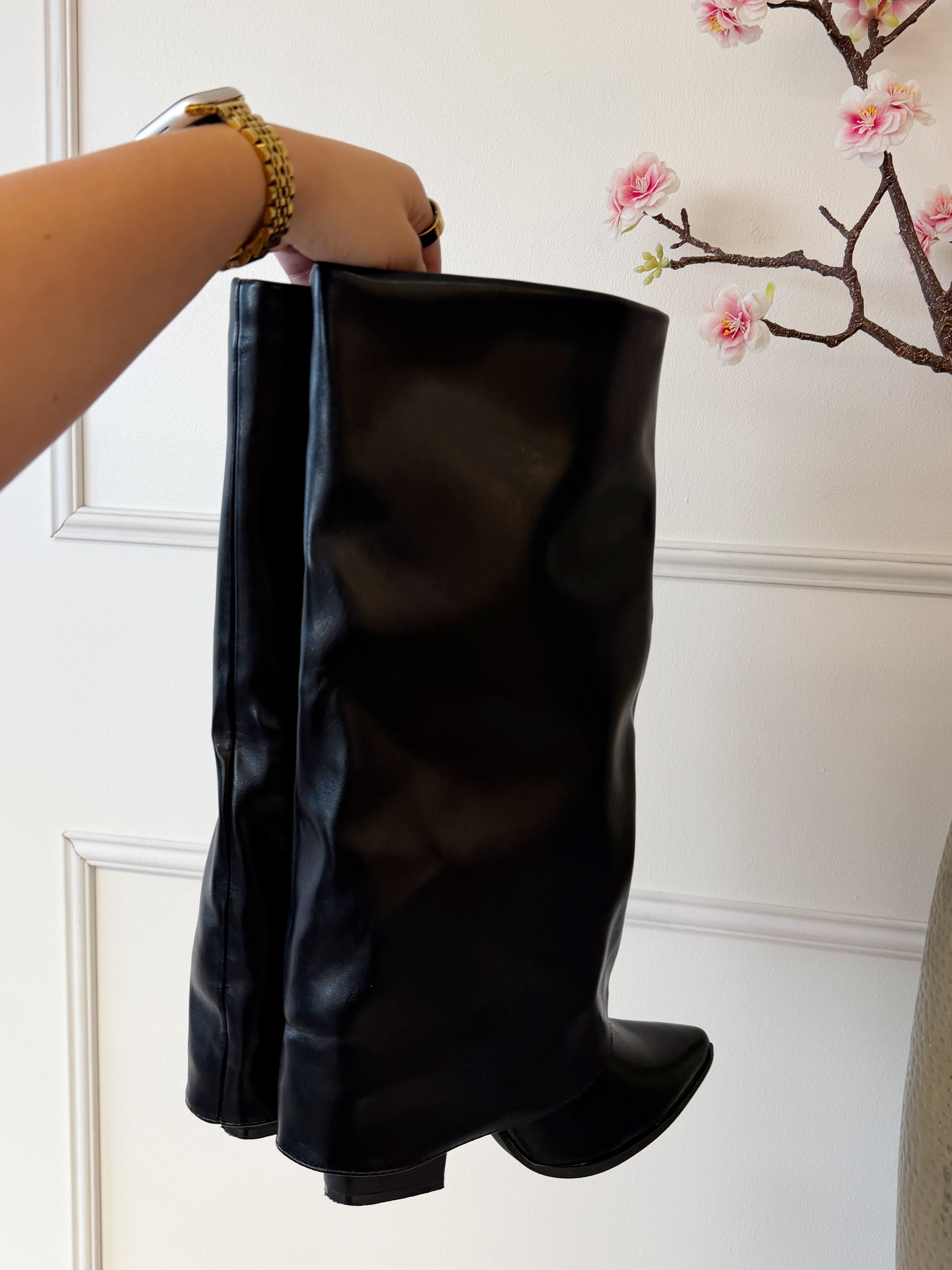 Overlap High Heel Boots | Zwart
