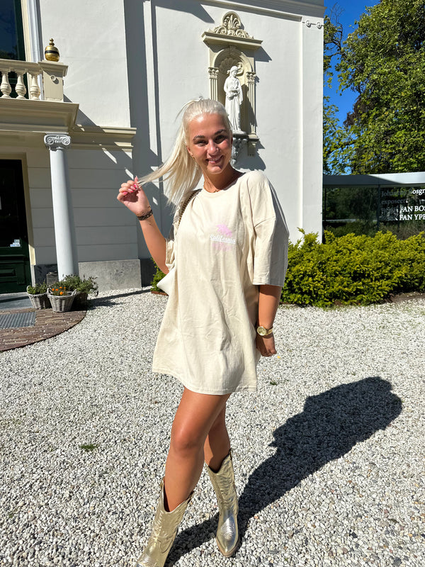 Summer adventured oversized t-shirt | Beige