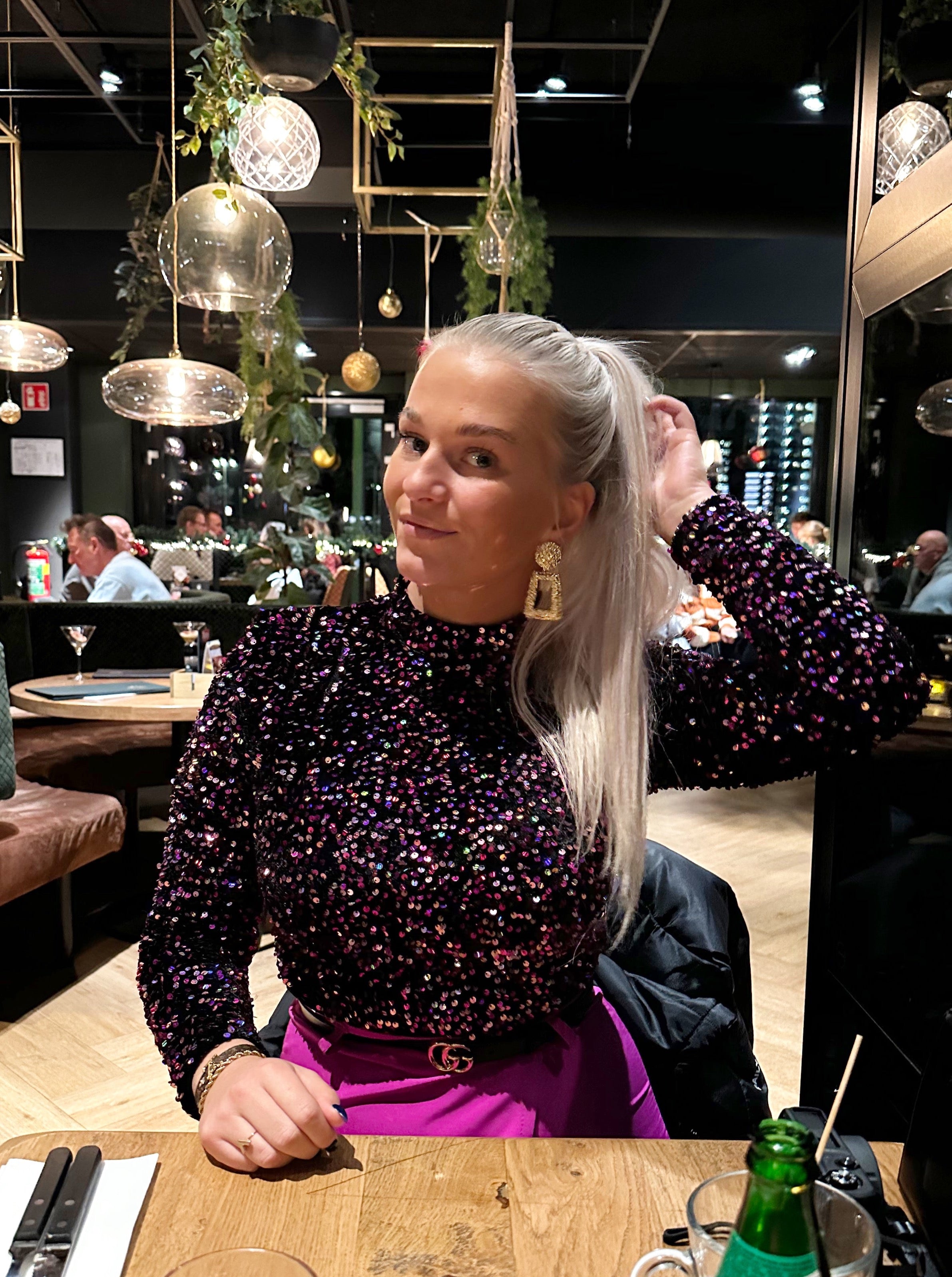 Lincy Glitter top | Fuchsia