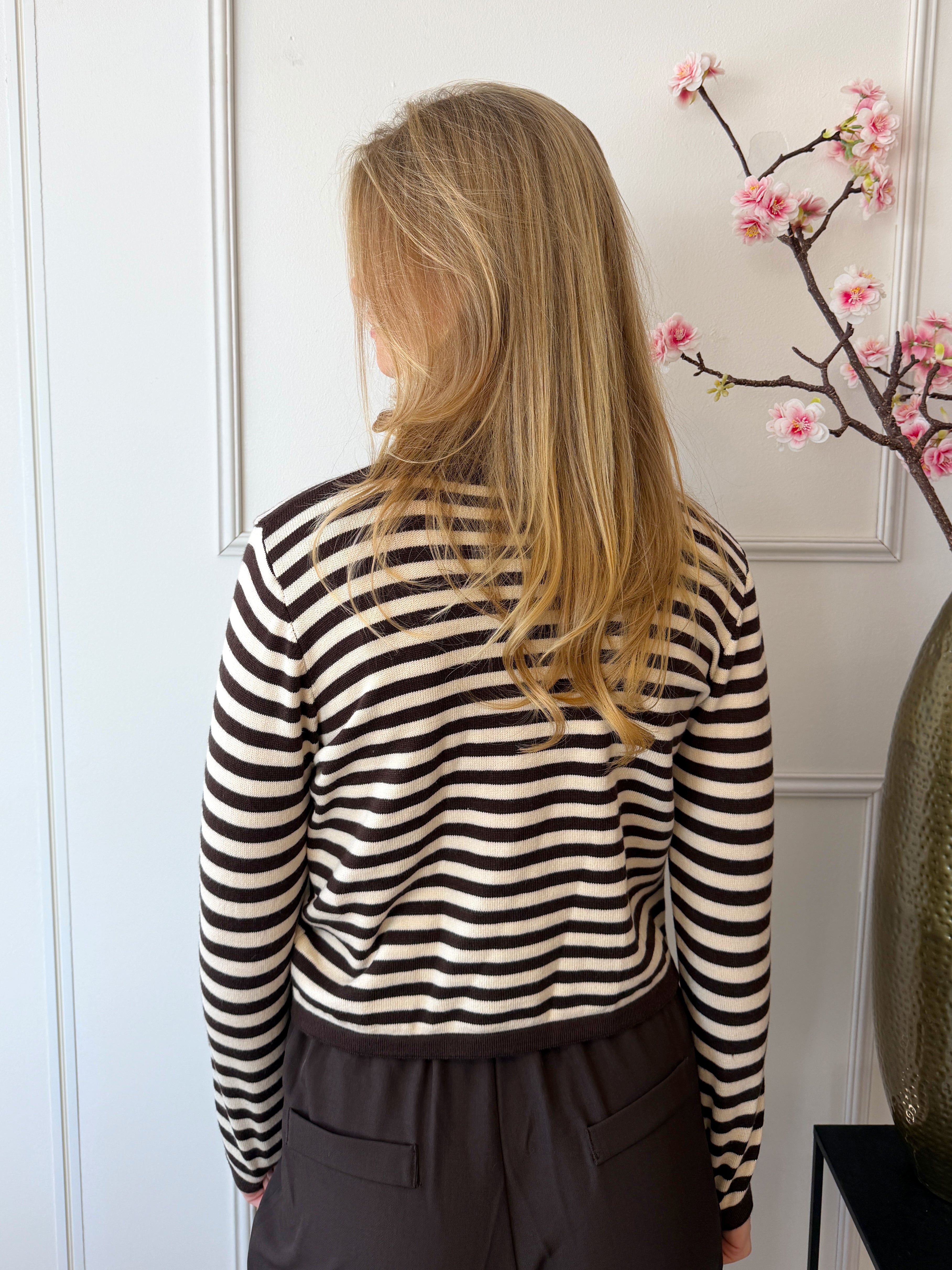 Lotte Striped Top | Bruin - Ecru