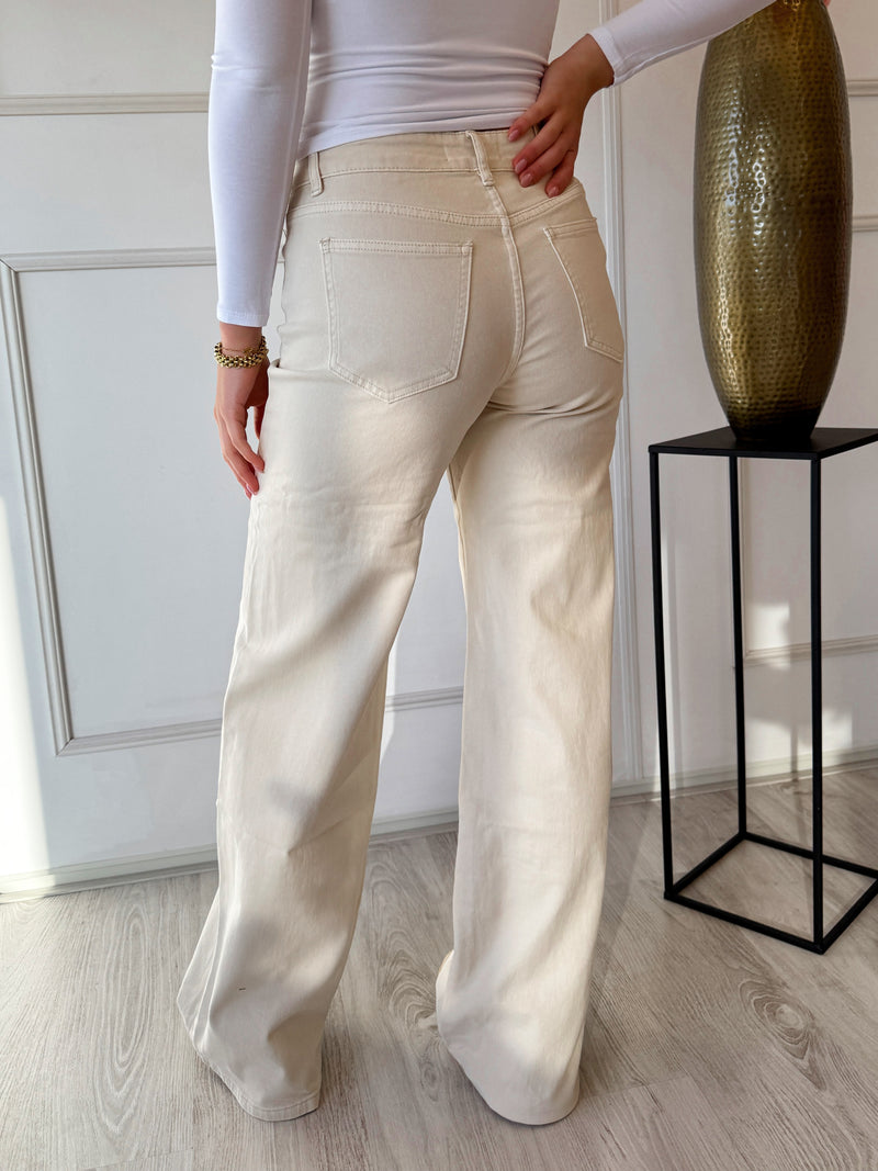 Mid Waist Extra Long Tall Jeans | Beige