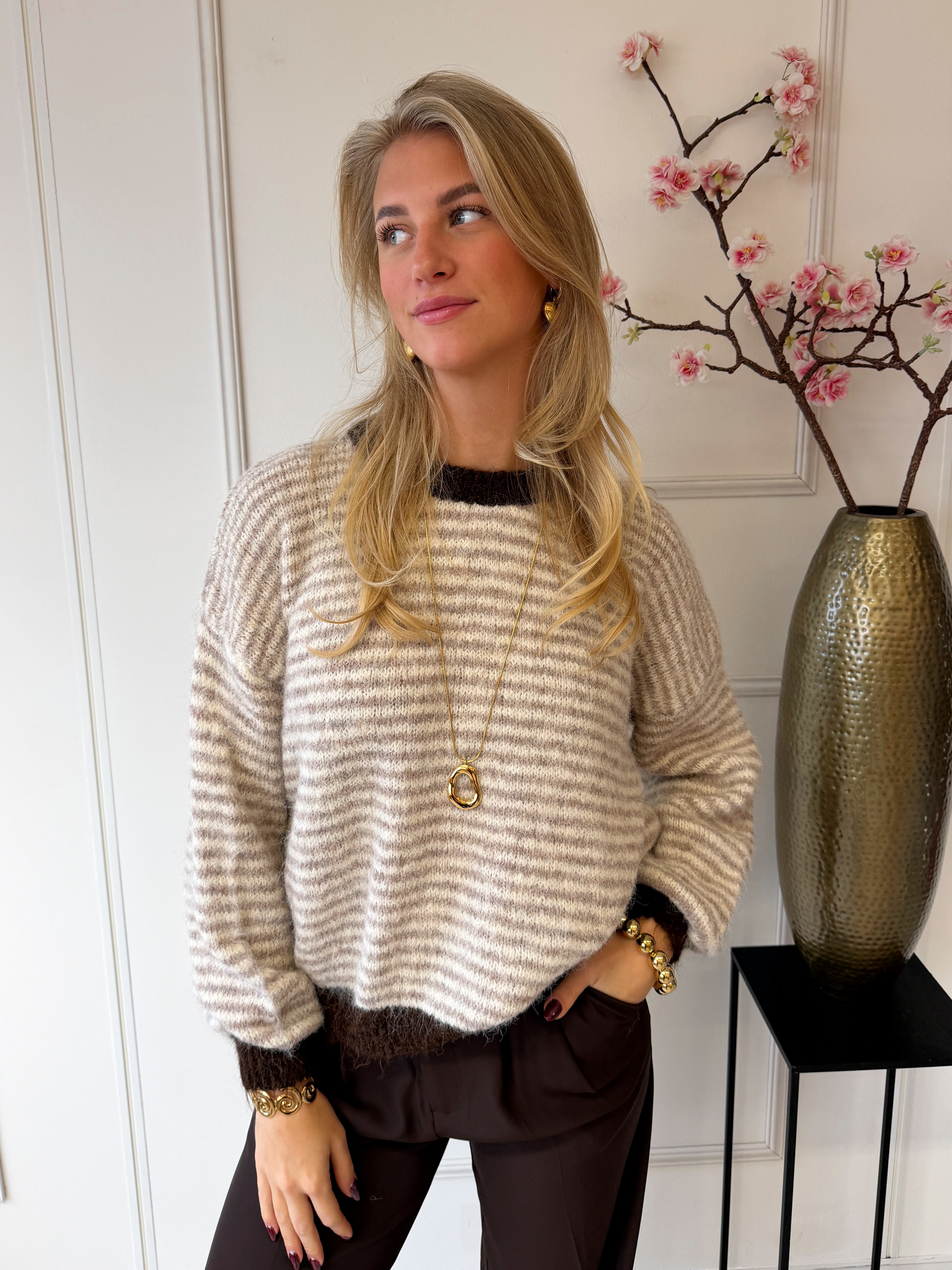 Chastar Striped Sweater | Beige - Bruin