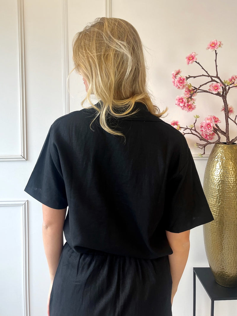 Linnen Blouse | Zwart