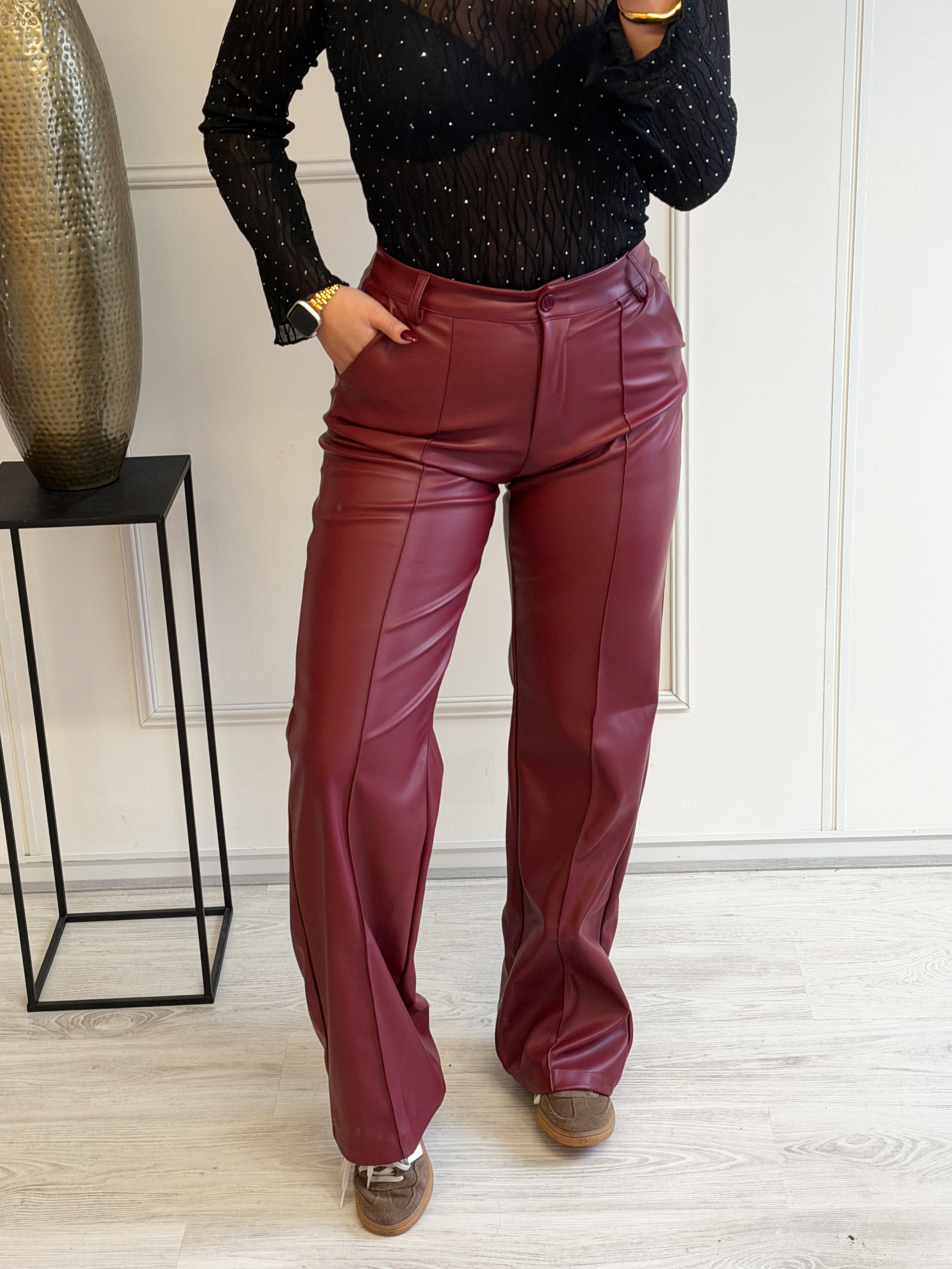 Leatherlook Broek | Rood