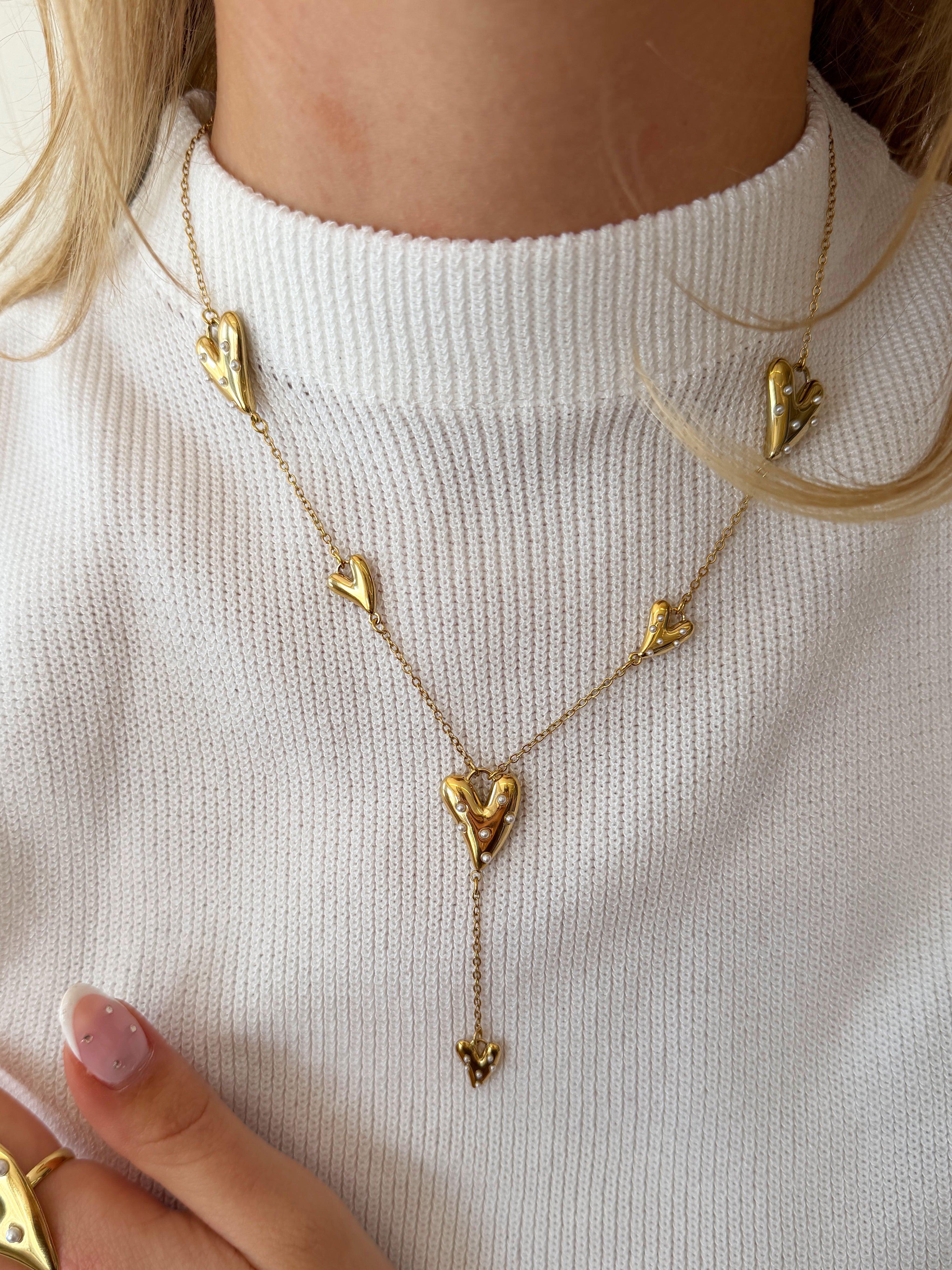 Parel Hart Y Ketting | Goud