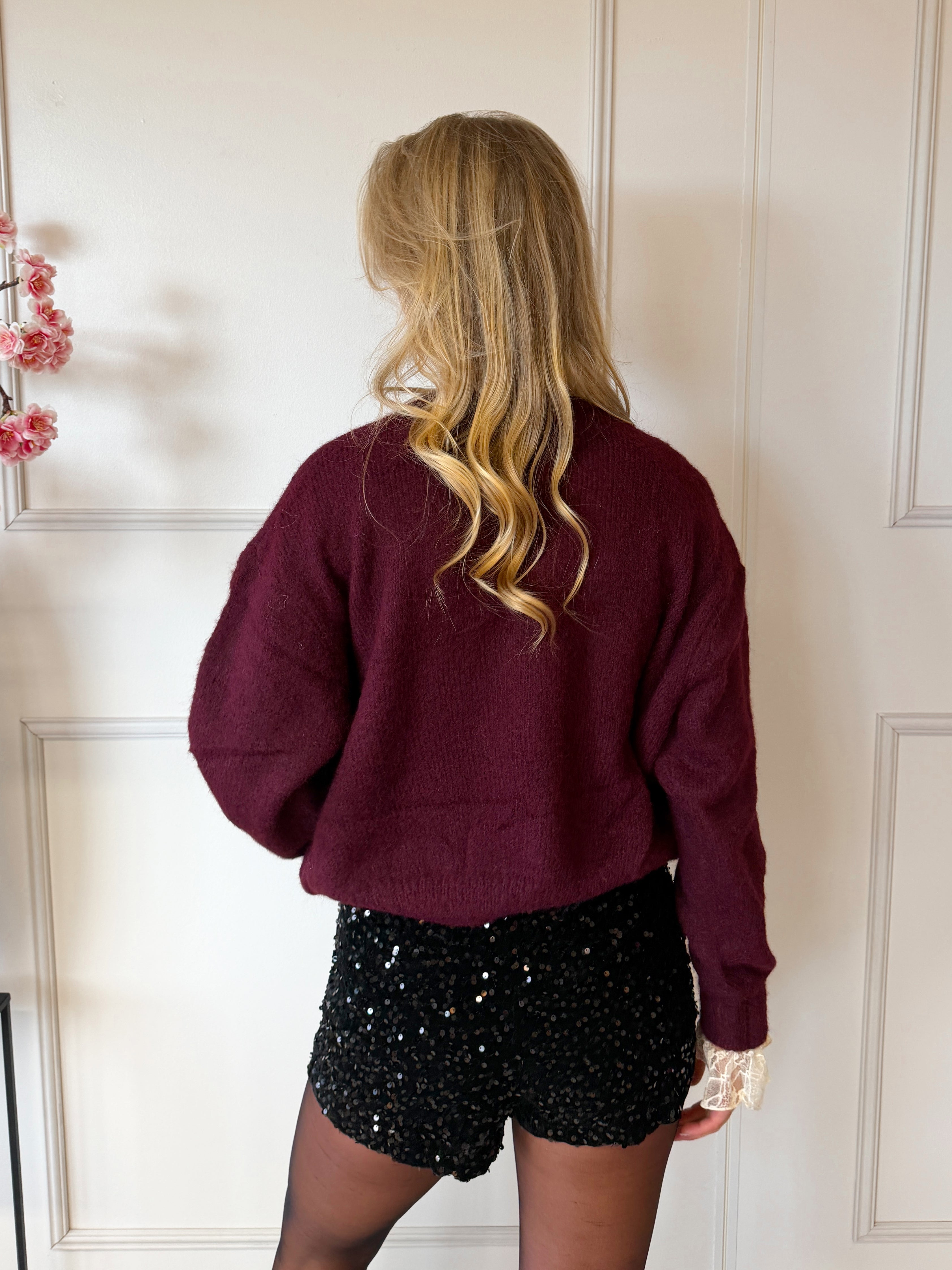 Wollen Vest met Knopen | Bordeaux