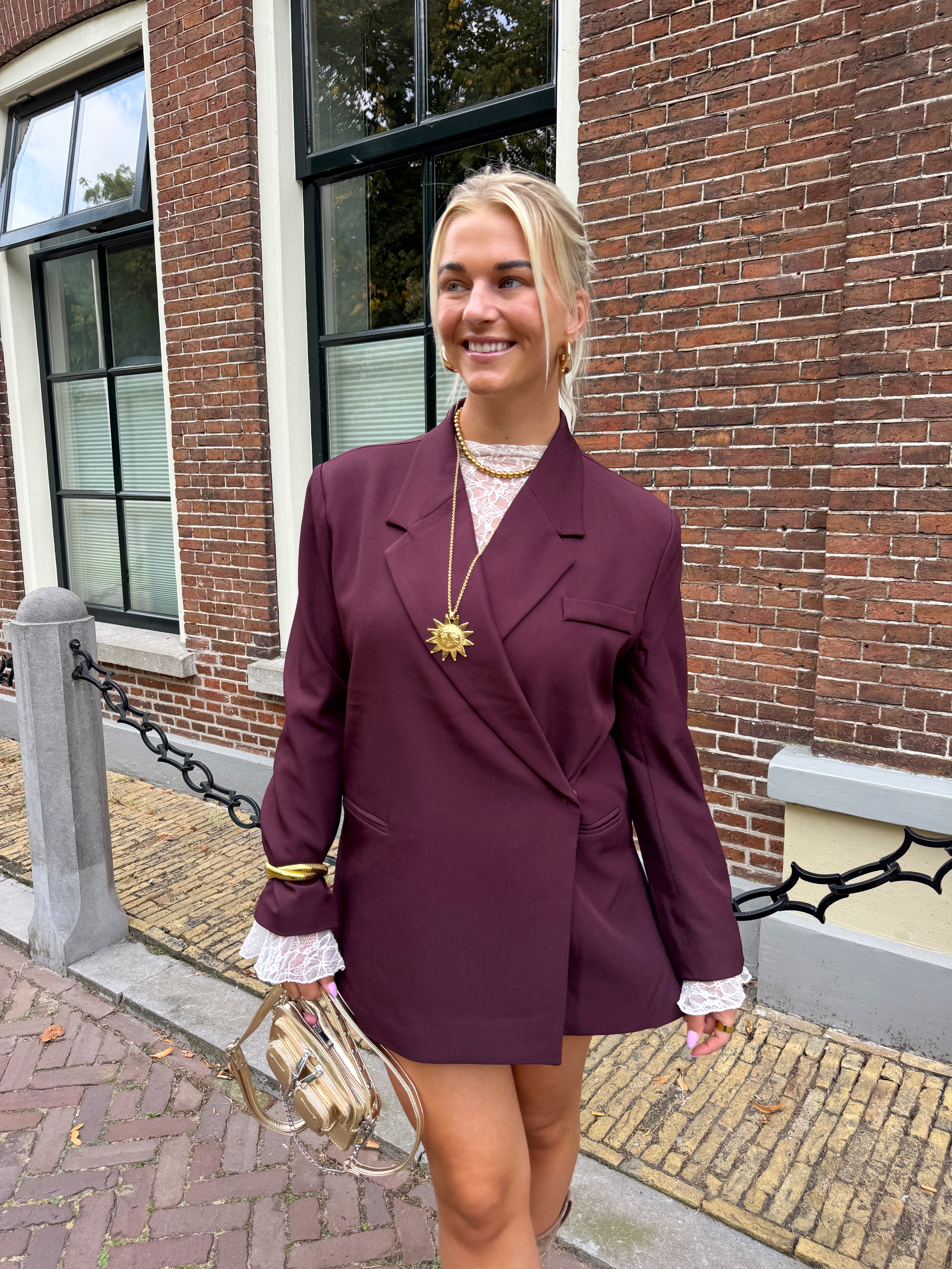 Boxy Oversized Blazer | Bordeaux