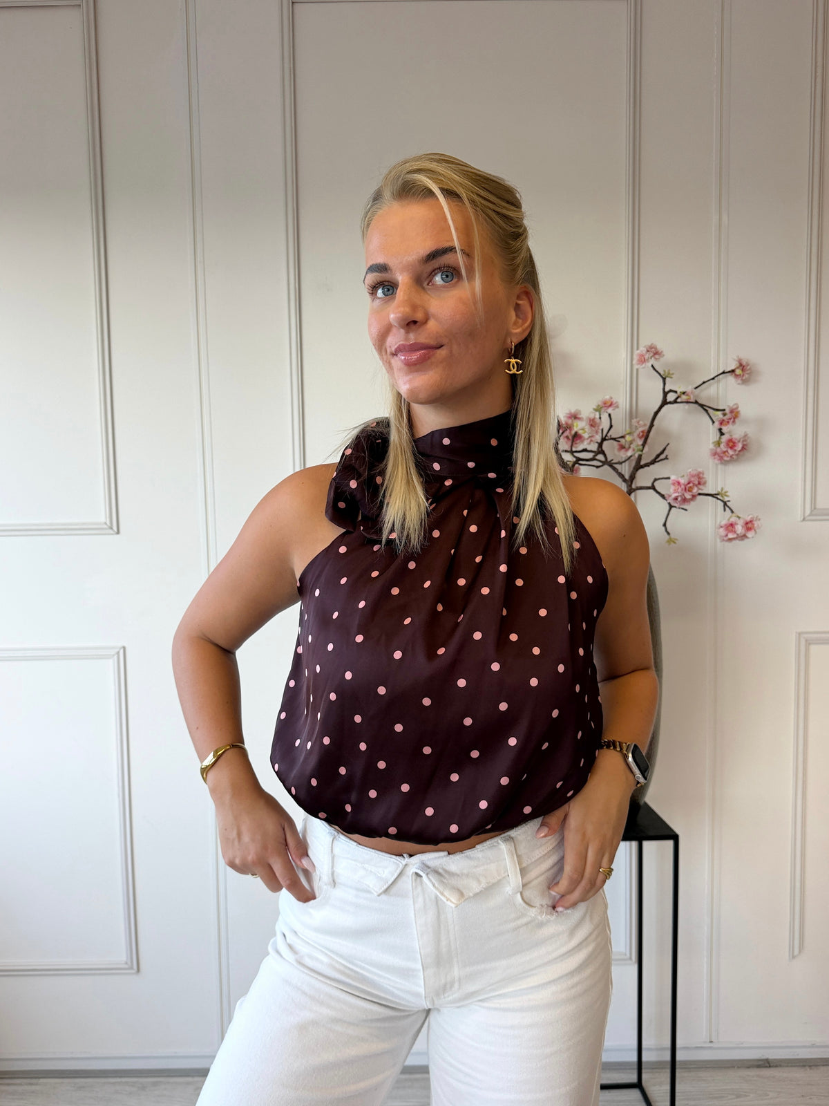 Dots Halter Top | Bordeaux
