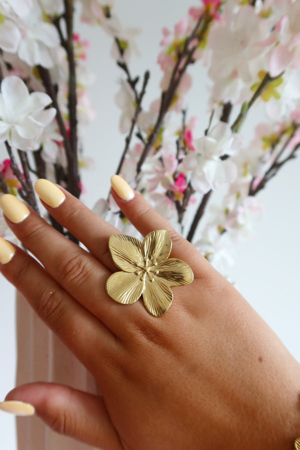 Grote Bloem Ring | Goud