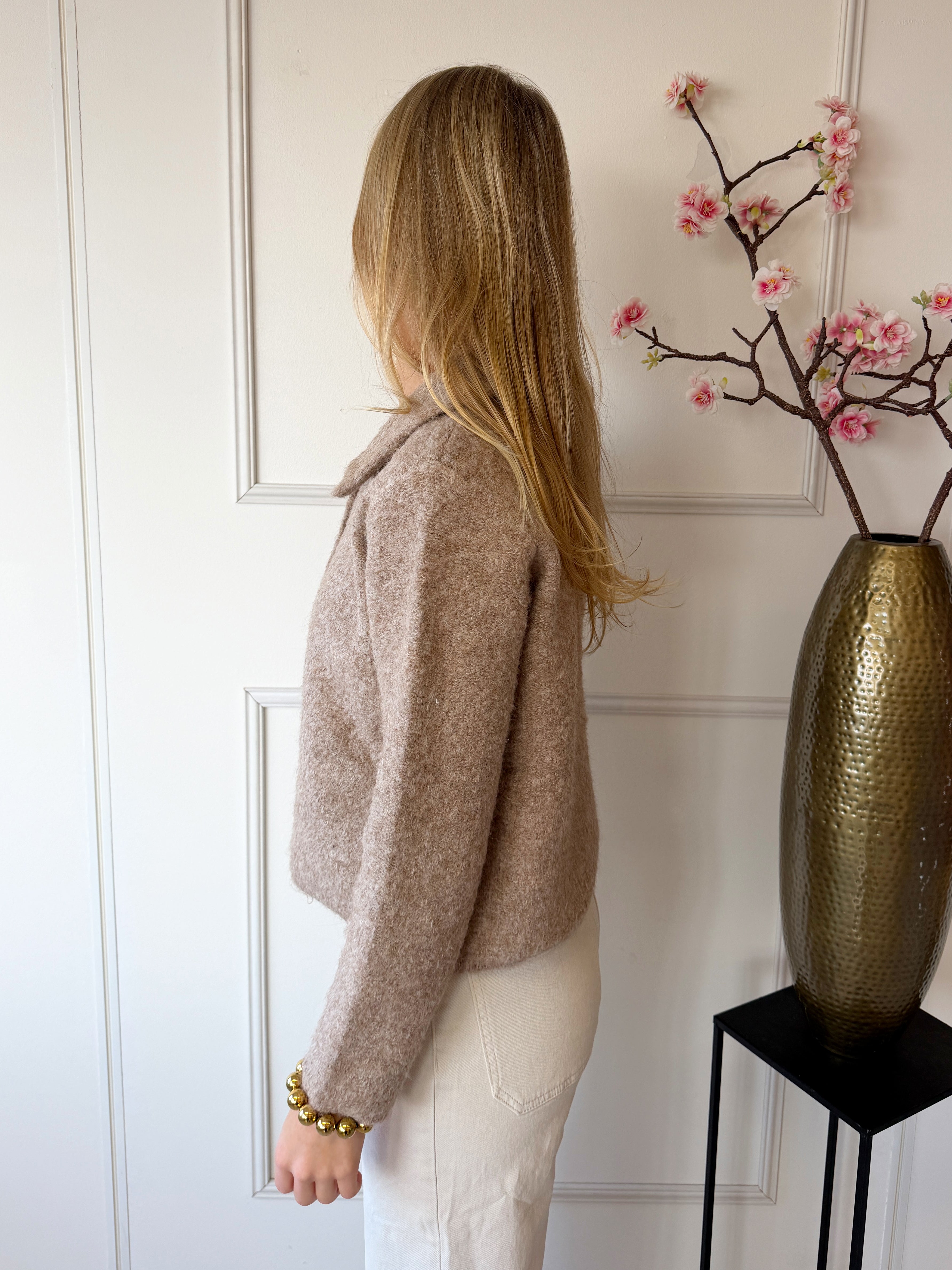 Bloemen Knopen Vest | Taupe