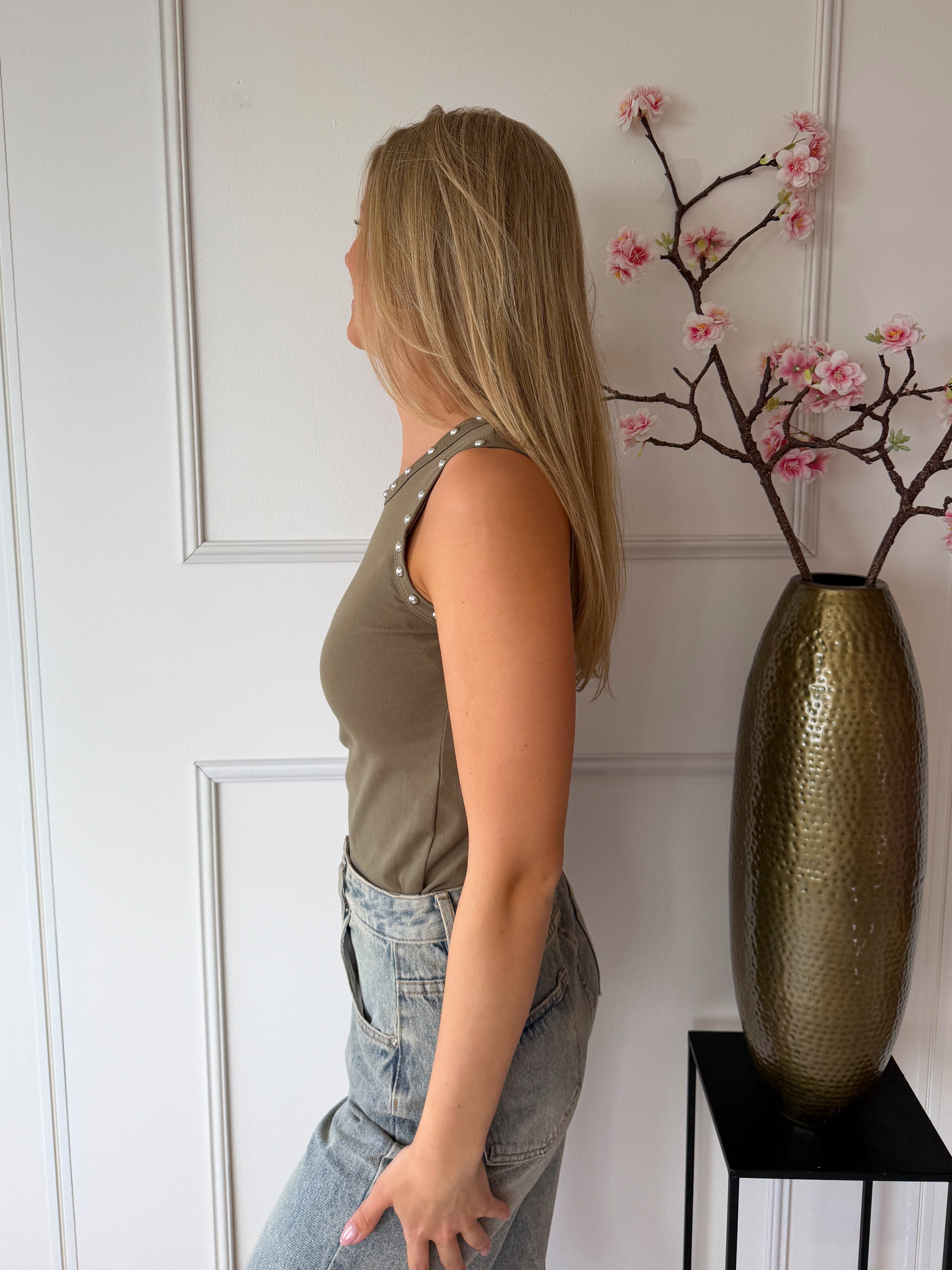 Frankie Top met Studs | Khaki