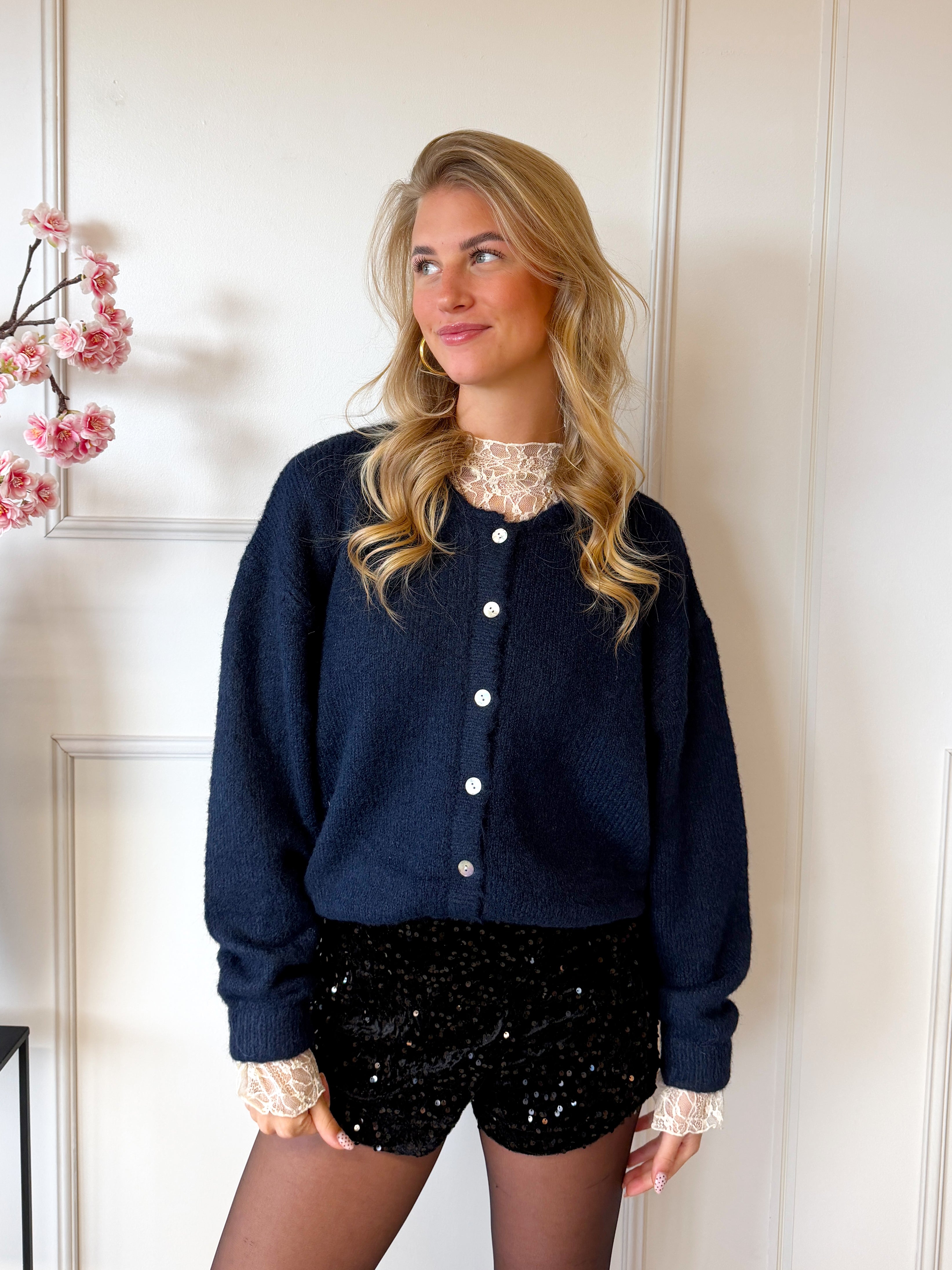 Wollen Vest met Knopen | Navy