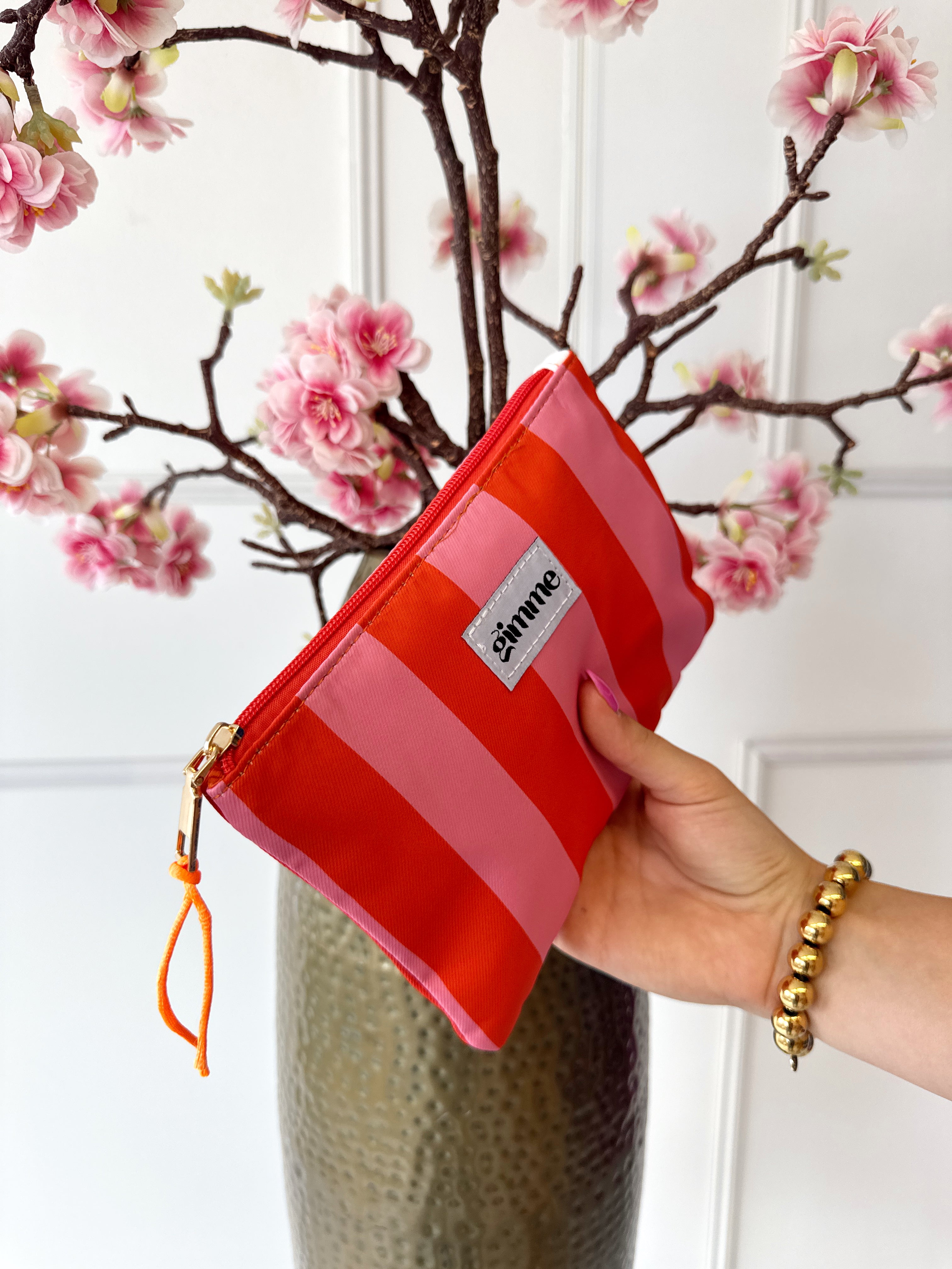 Toilet Tasje Stripe | Oranje - Roze