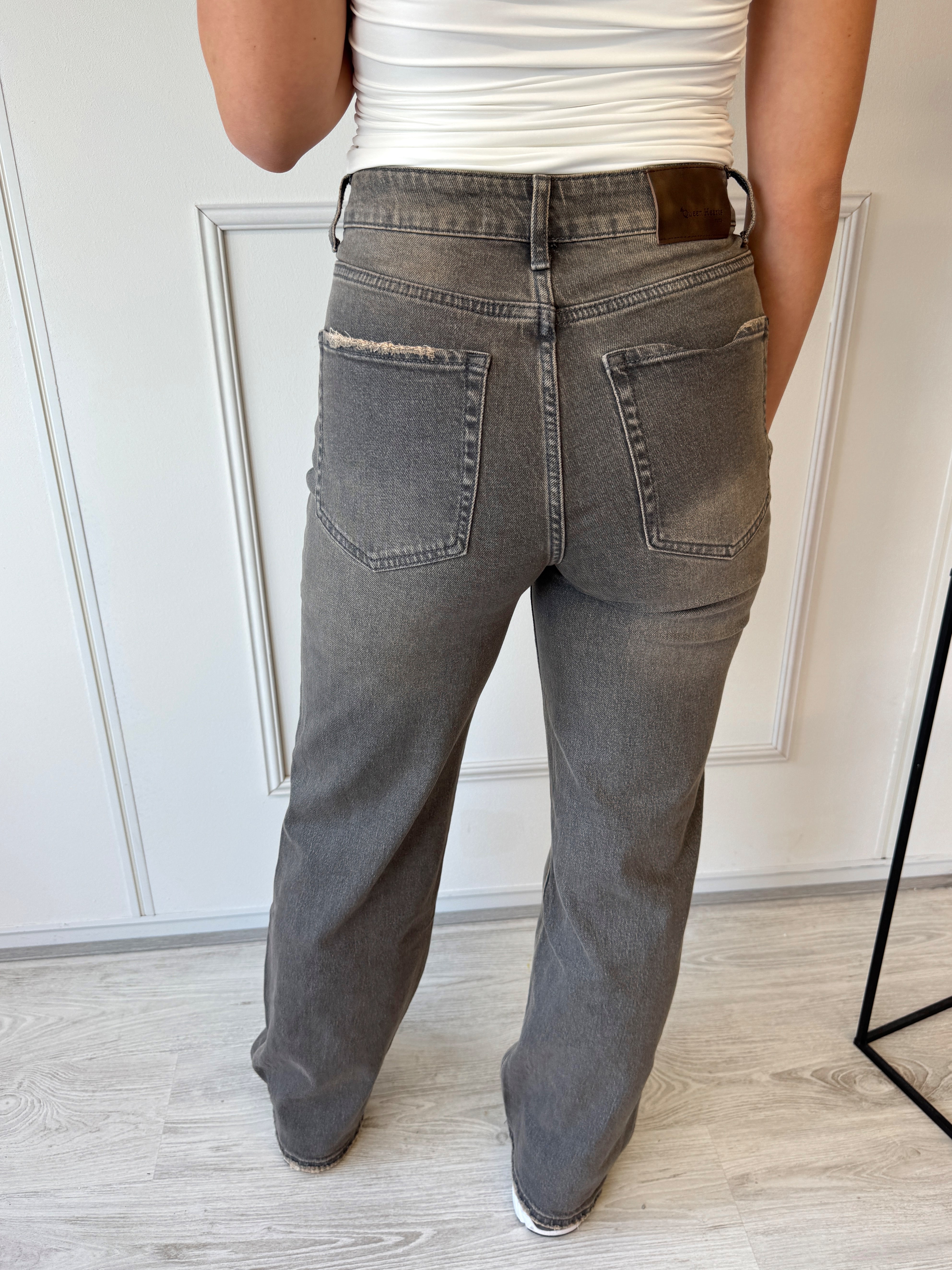 Wide Leg Wash Jeans | Grijs