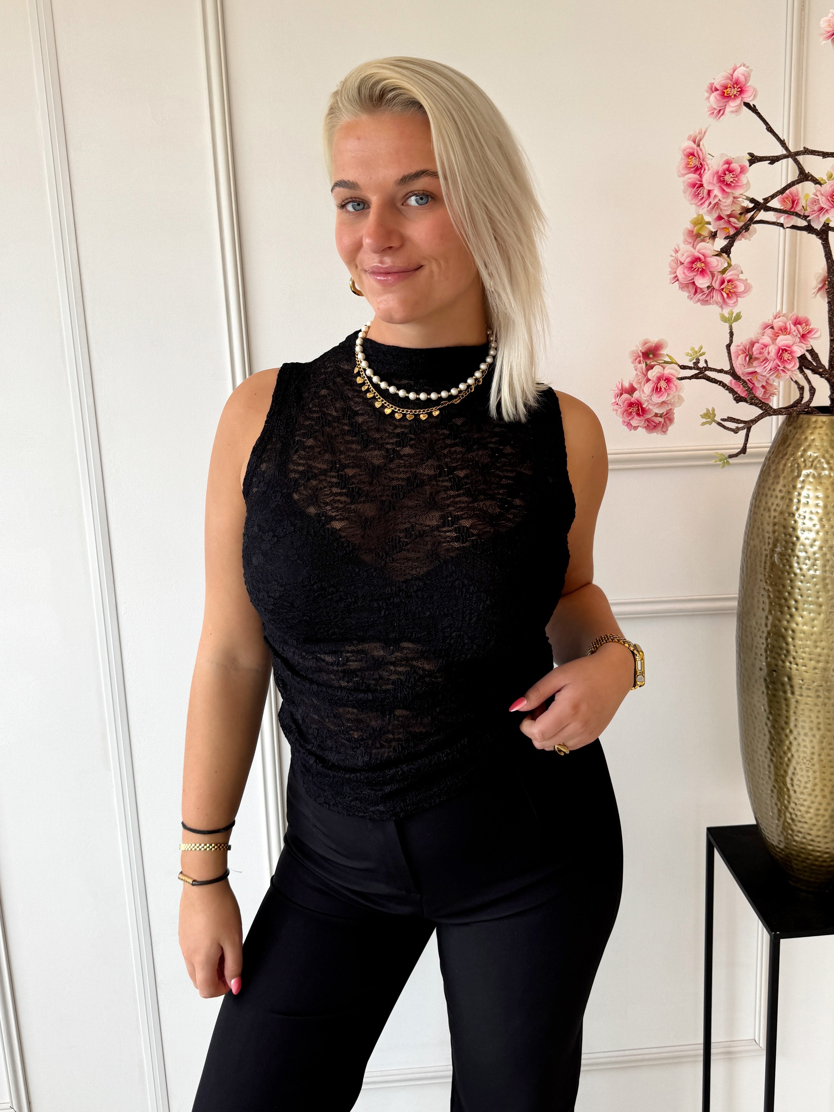 Kanten Icone Top | Zwart