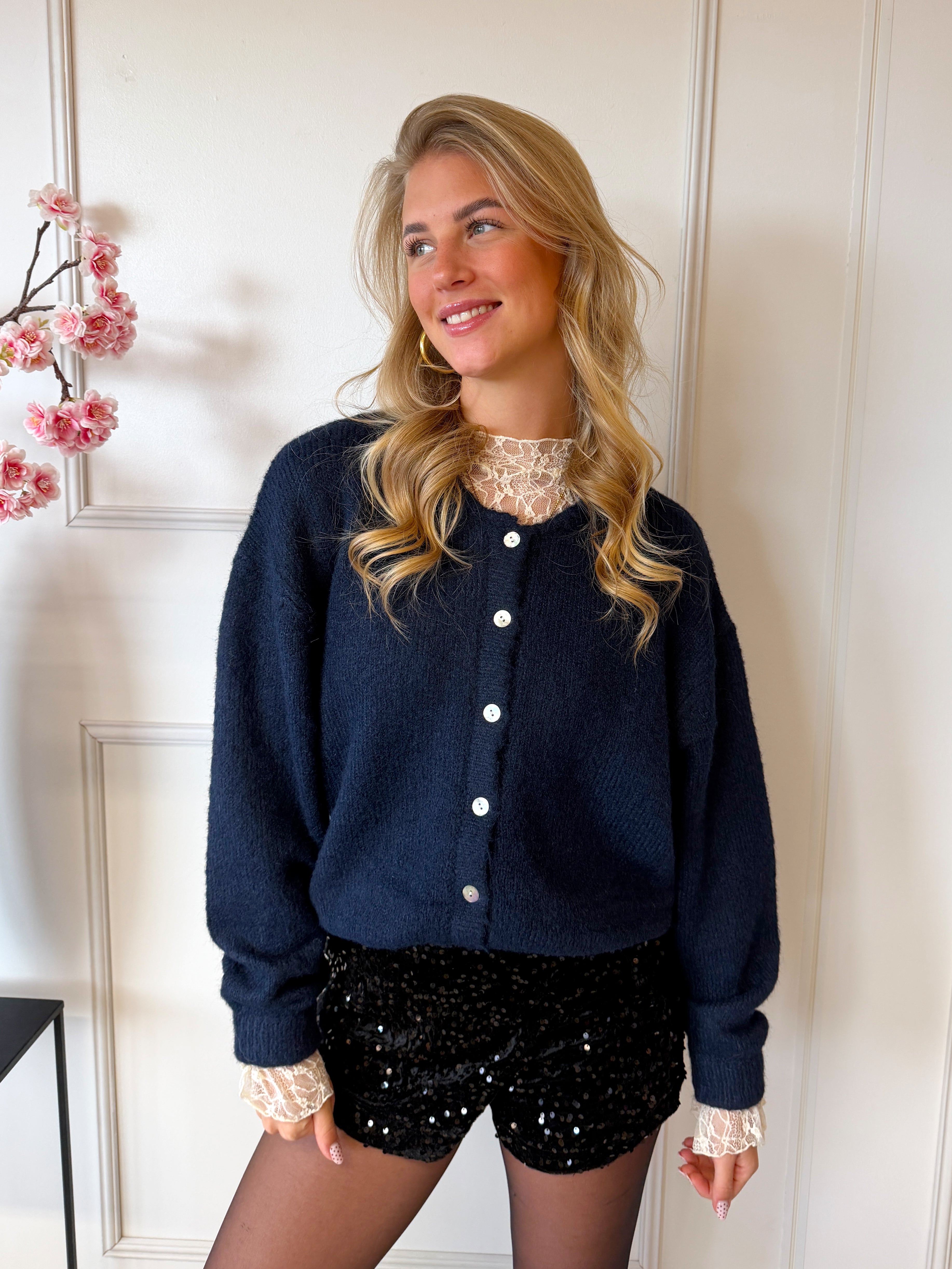 Wollen Vest met Knopen | Navy