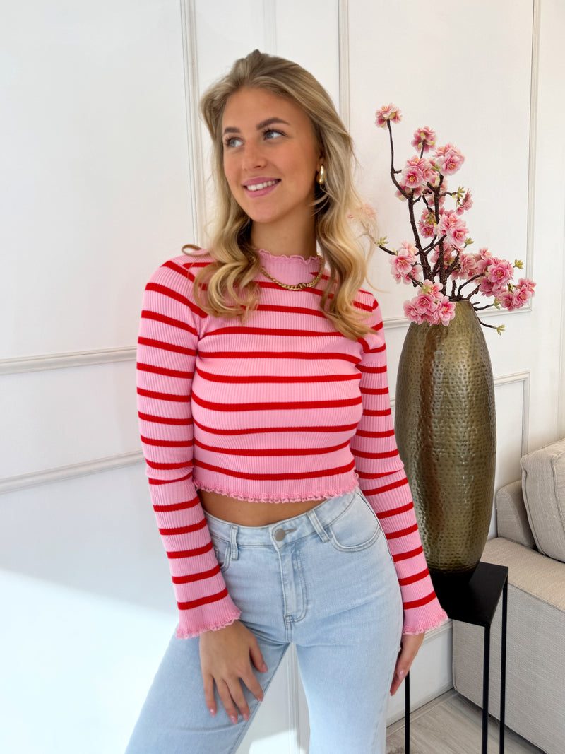 Top met kantje | Roze