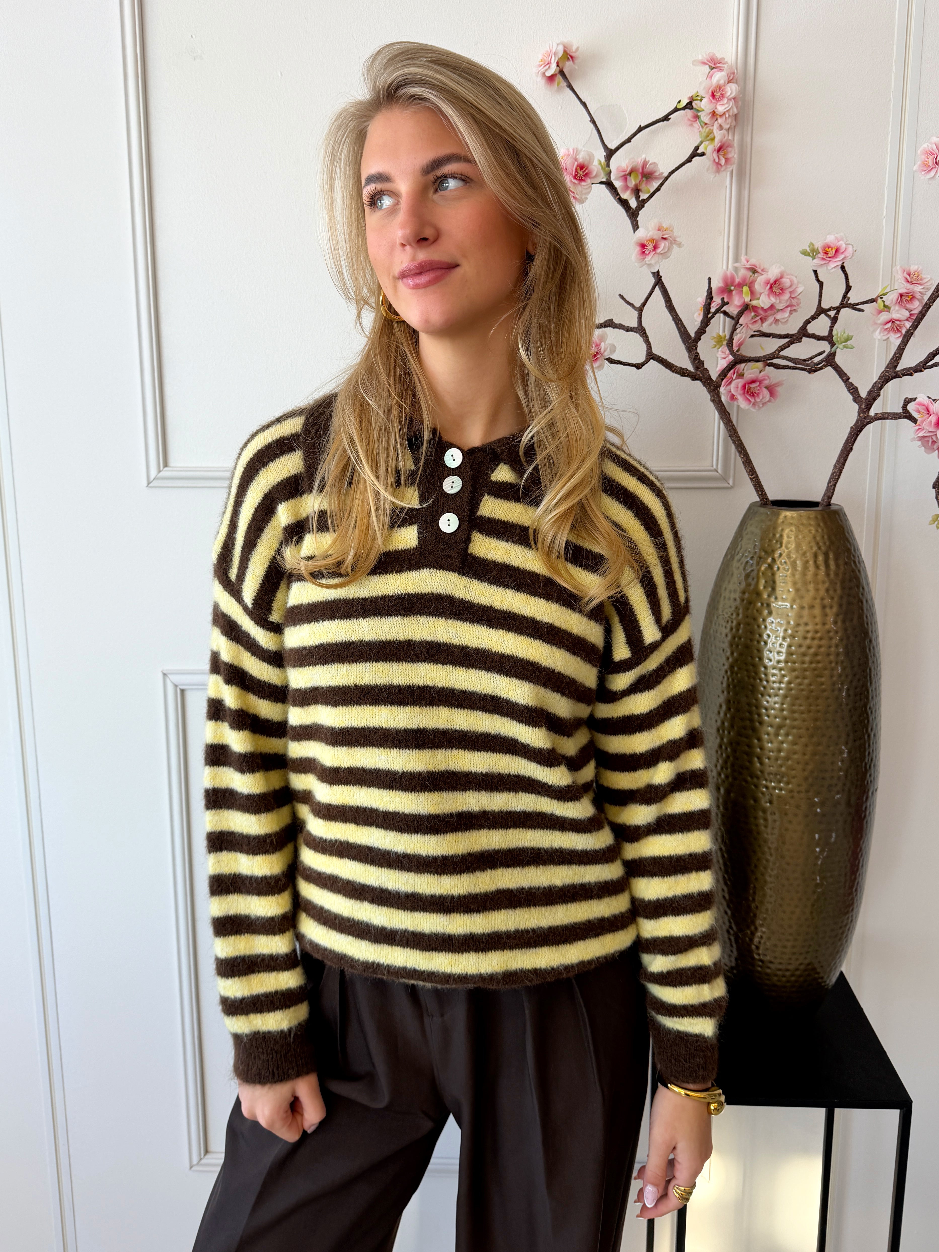 Jip Trui met kraag | Geel - Bruin