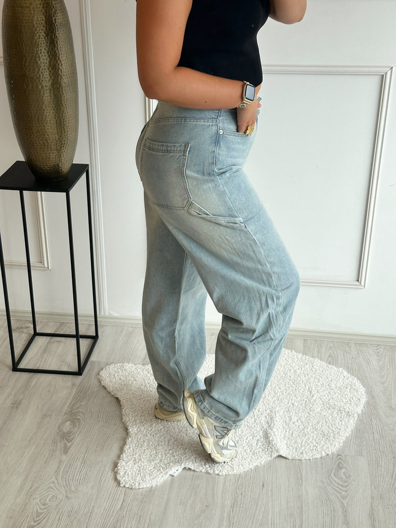 Wide leg parachute denim broek | Blauw