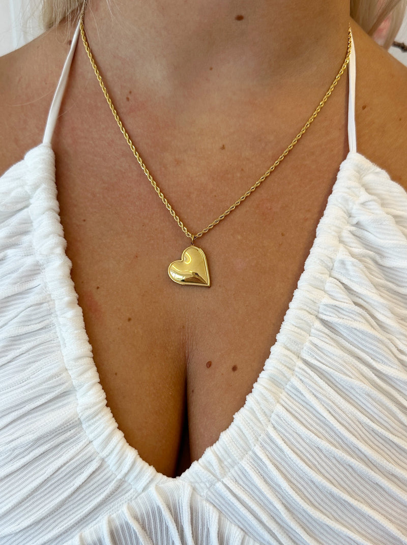 Grote hartjes ketting | Goud