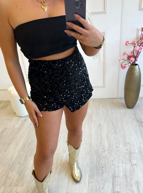 Lincy Glitter Skort | Zwart