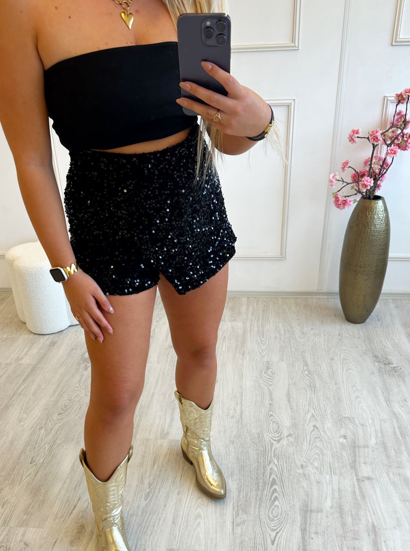 Lincy Glitter Skort | Zwart