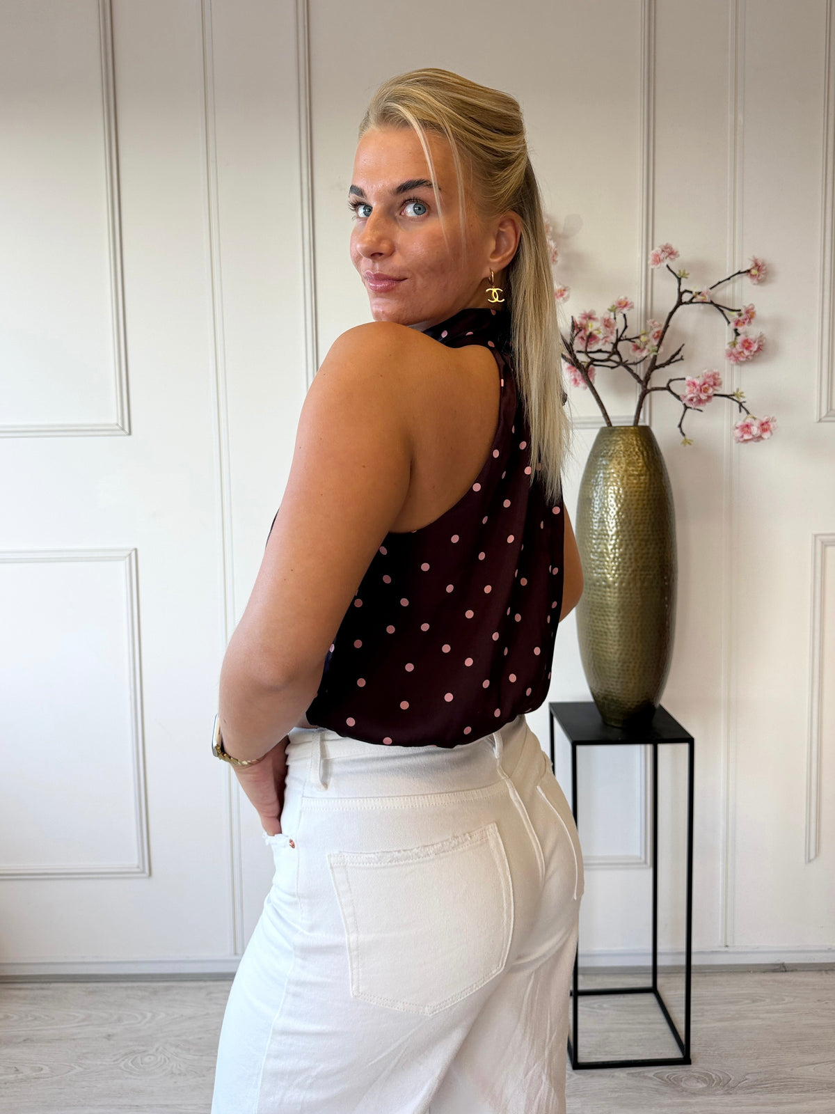 Dots Halter Top | Bordeaux