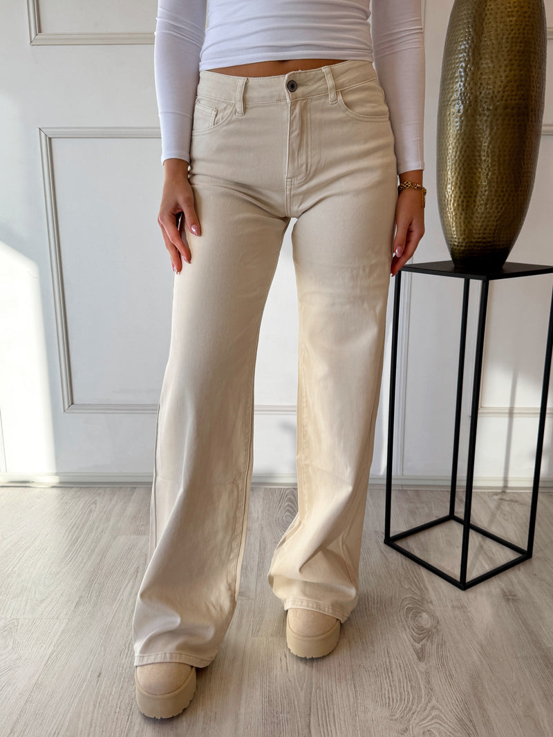 Mid Waist Extra Long Tall Jeans | Beige