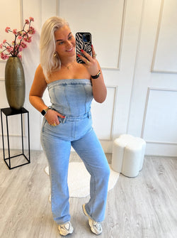 Stretch Off the shoulder Jumpsuit | Blauw