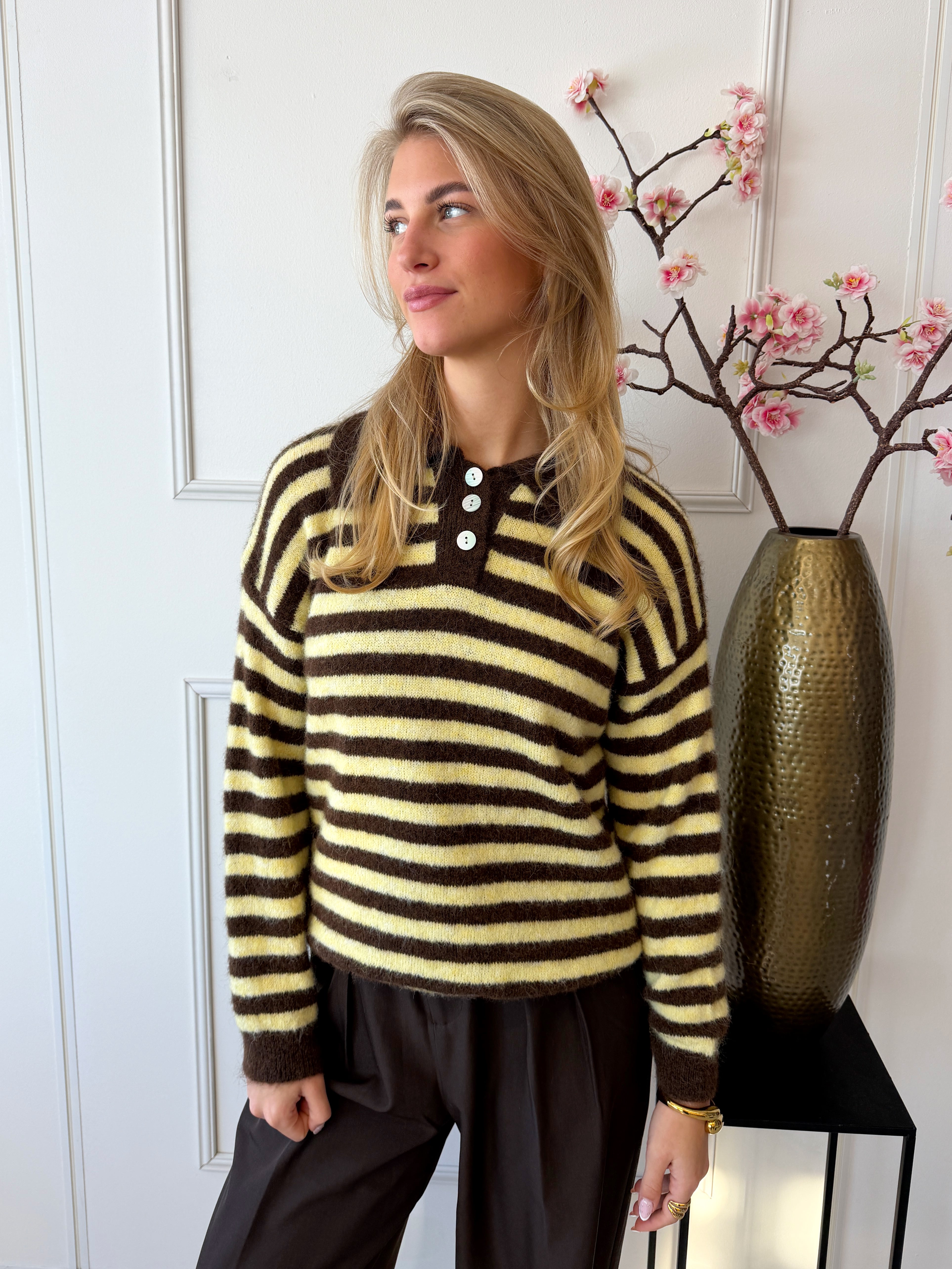 Jip Trui met kraag | Geel - Bruin