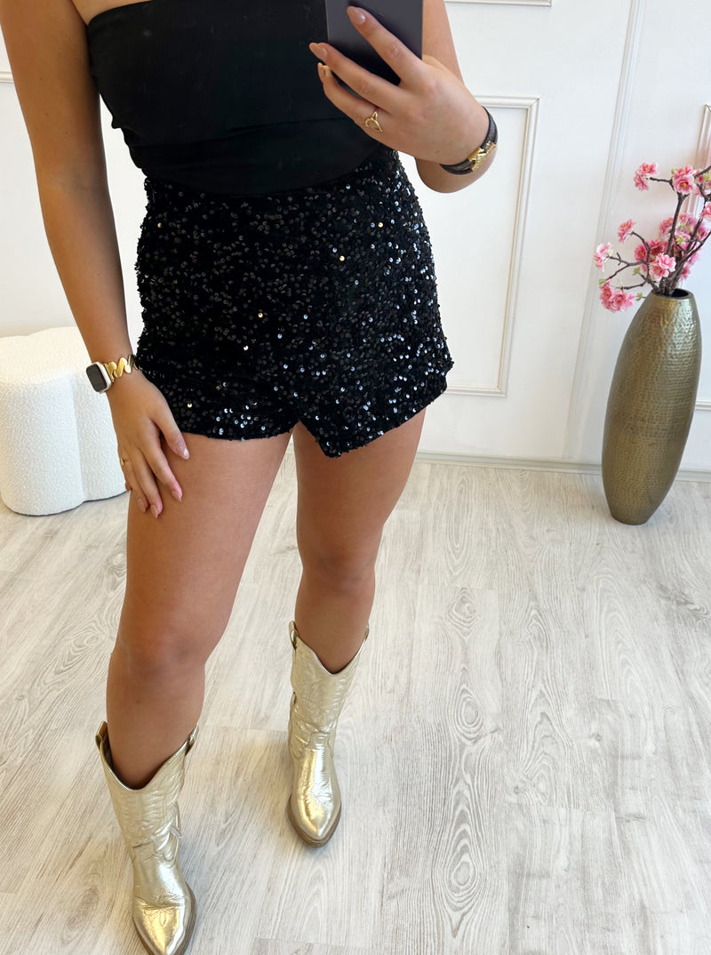 Lincy Glitter Skort | Zwart