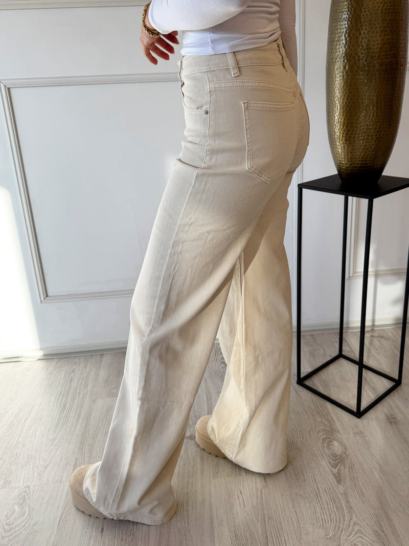 Mid Waist Extra Long Tall Jeans | Beige