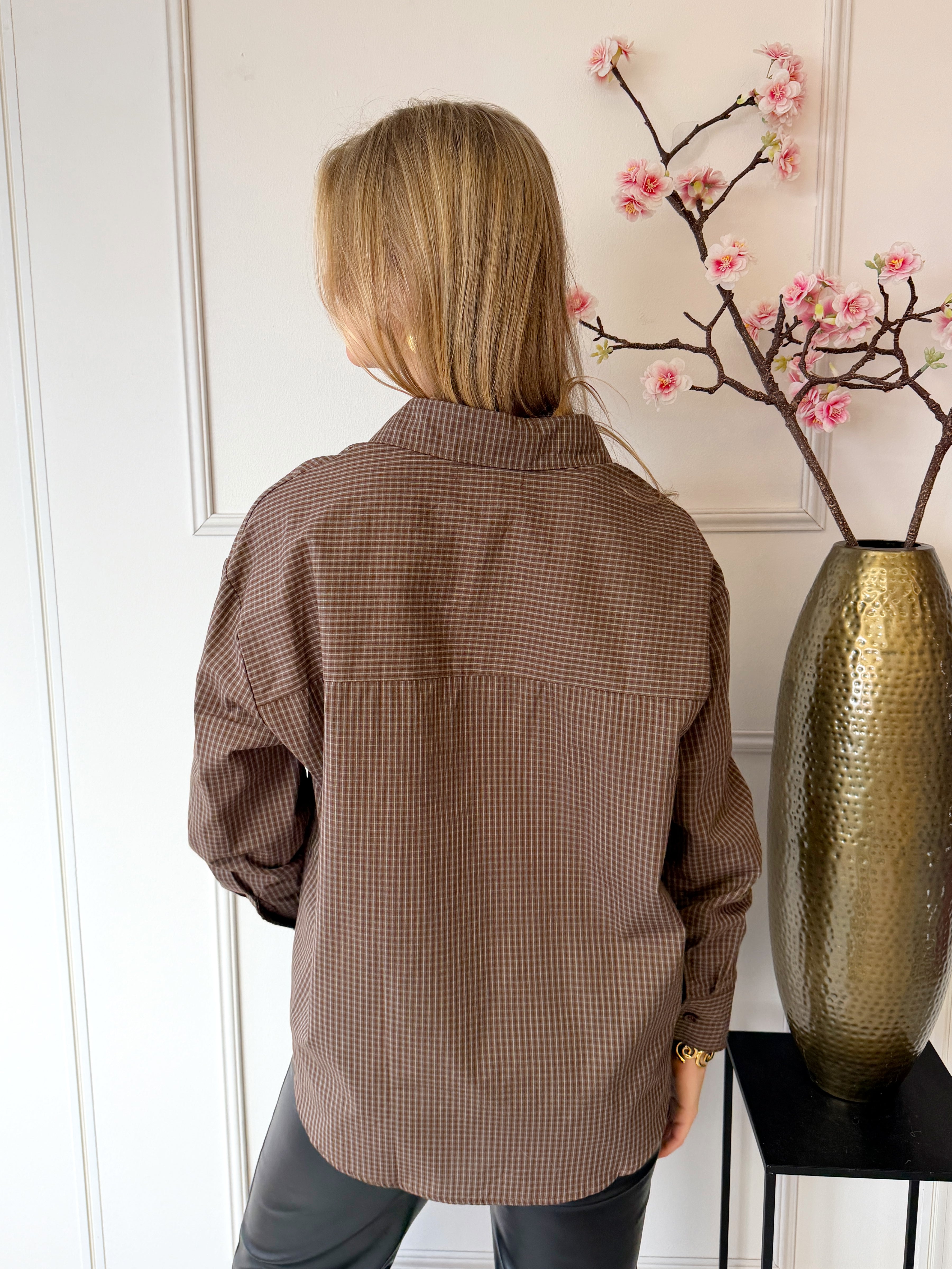 Saar Blokjes Blouse | Bruin