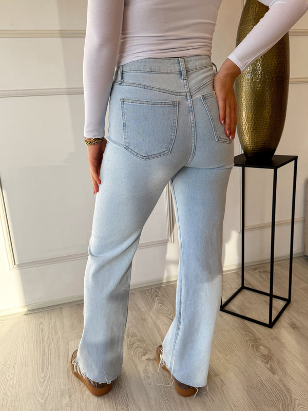 Wide Leg Basic Denim Jeans | Blauw