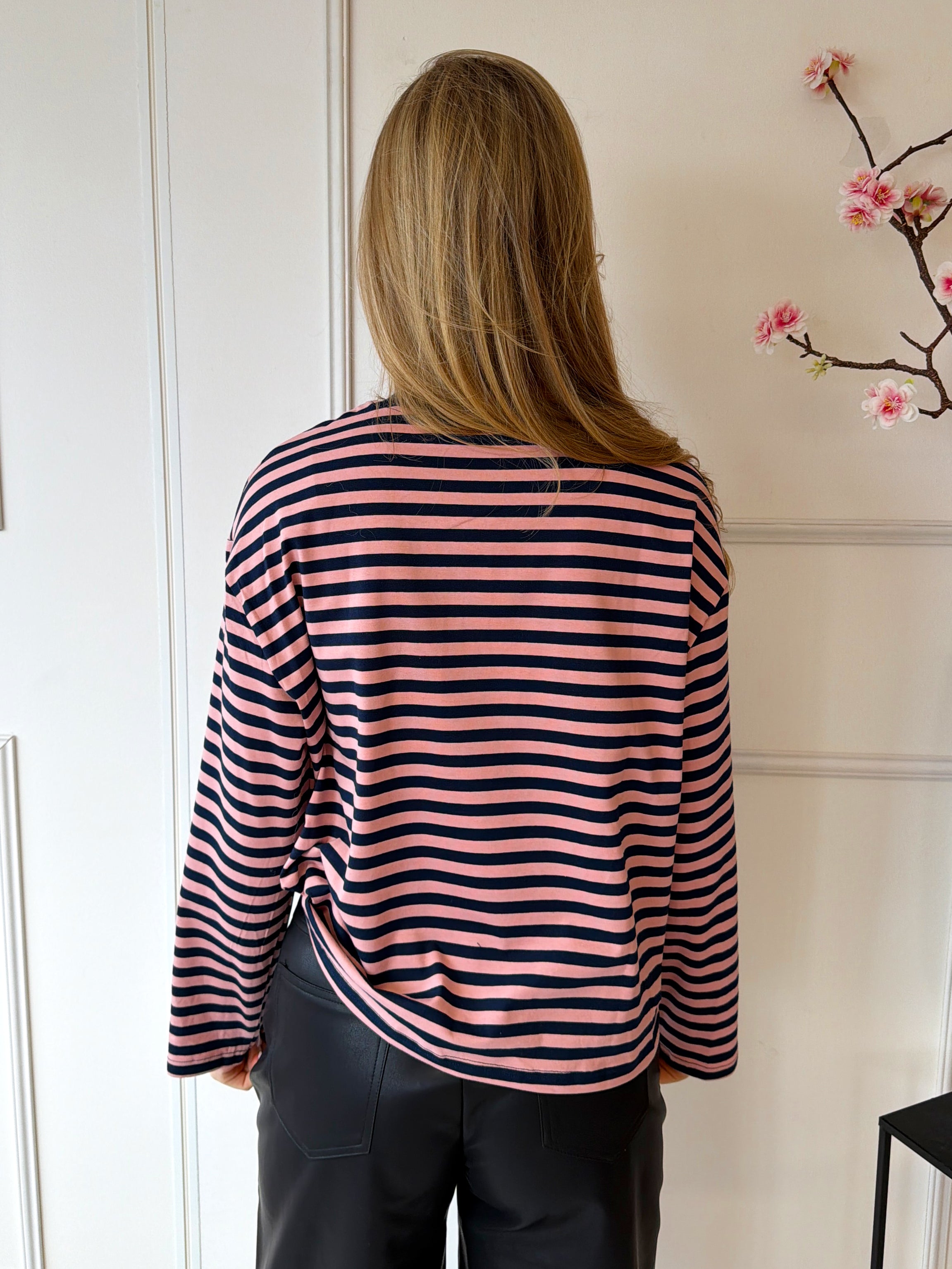 Long Sleeve Striped | Roze - Marine
