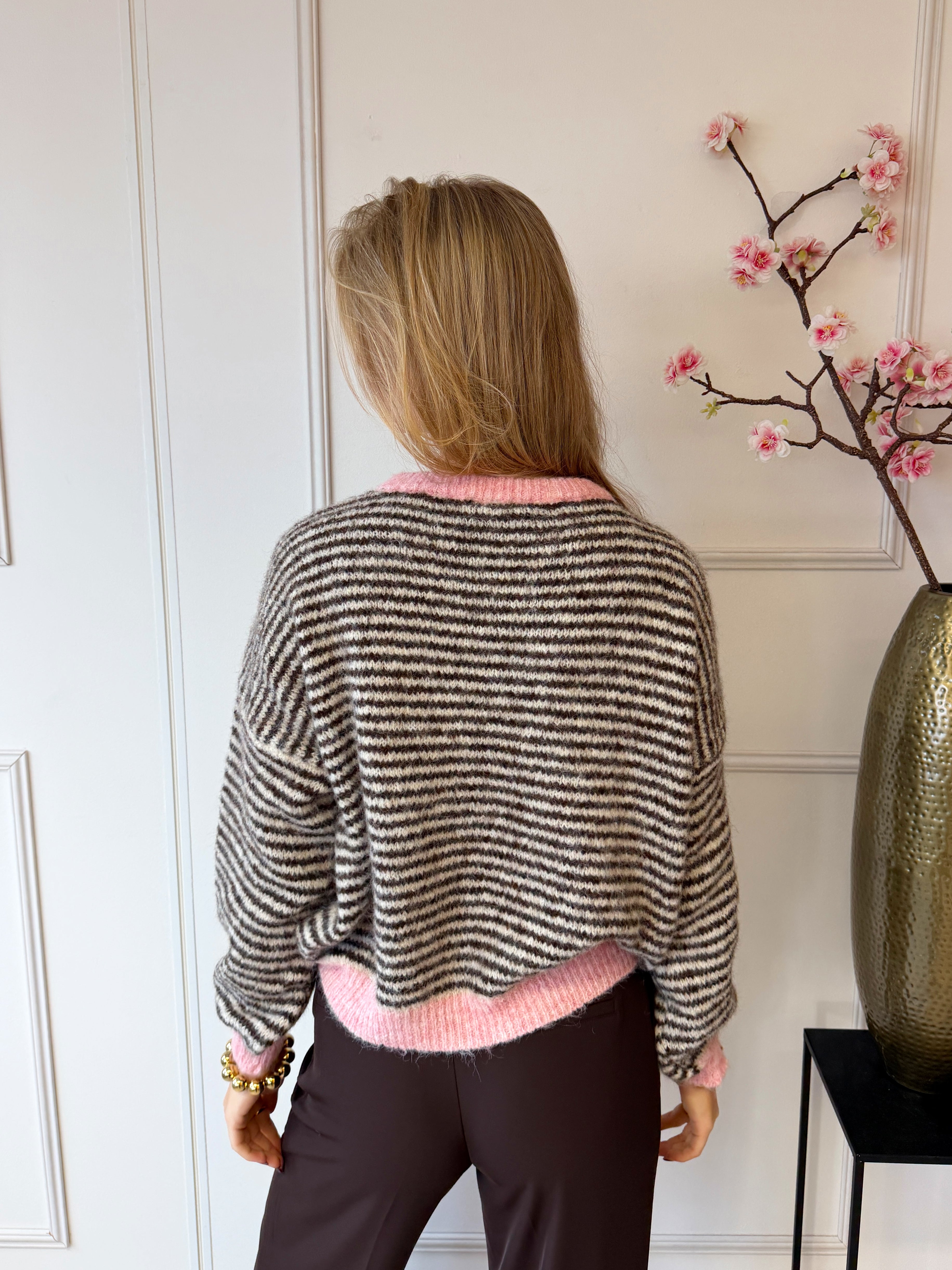Chastar Striped Sweater | Bruin - Roze