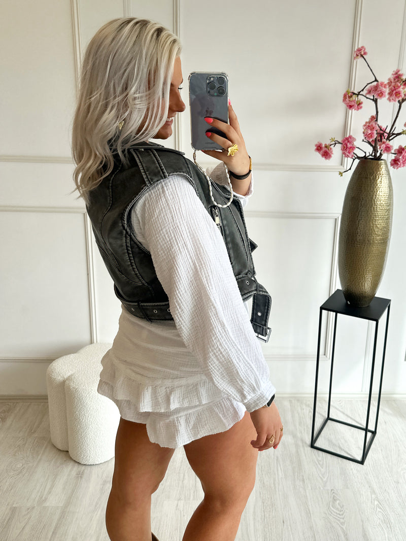 Leatherlook Gilet | Grijs