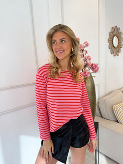 Striped Long Sleeve | Rood - Roze