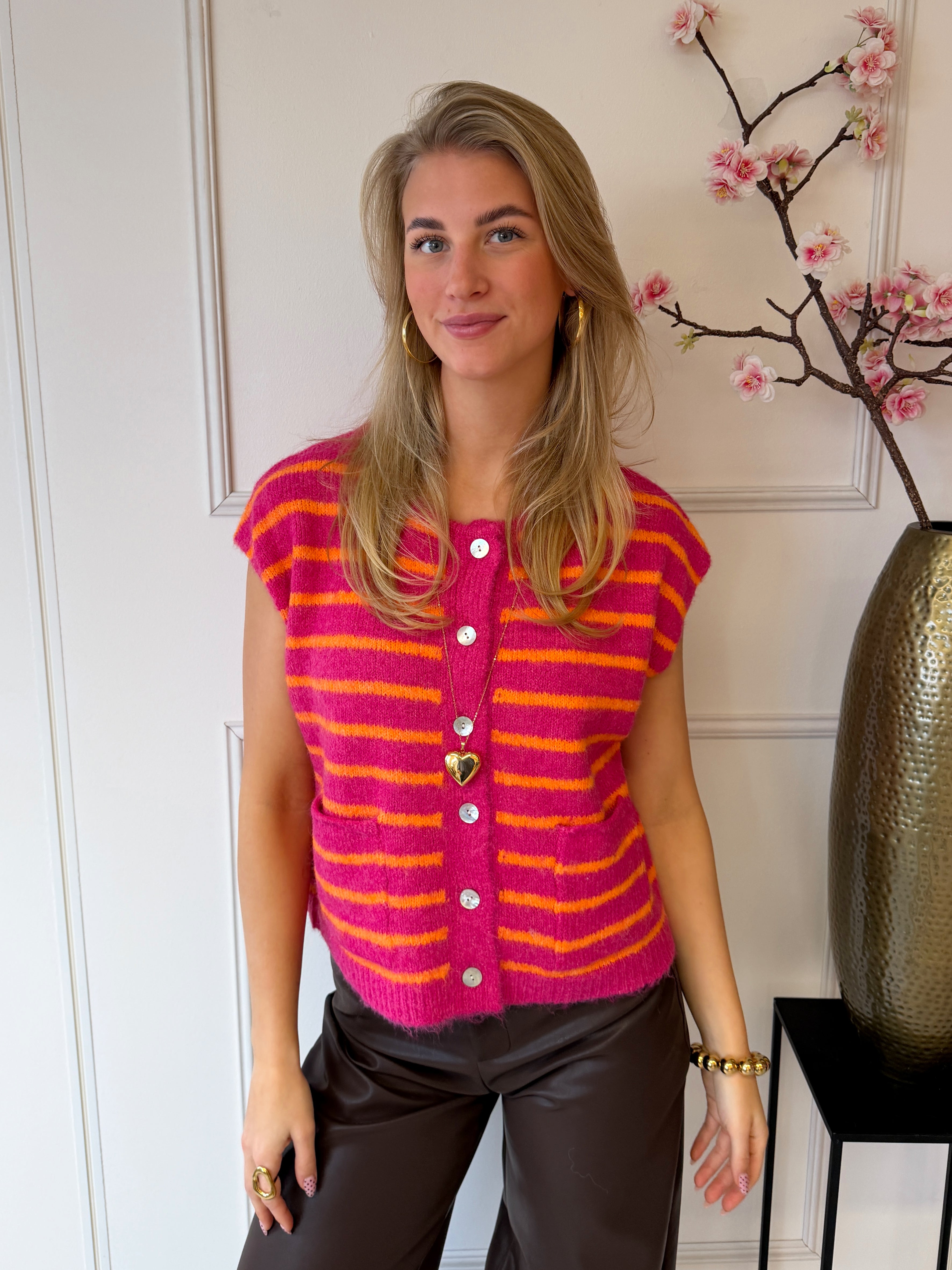 Musy Gilet Vest | Roze - Oranje