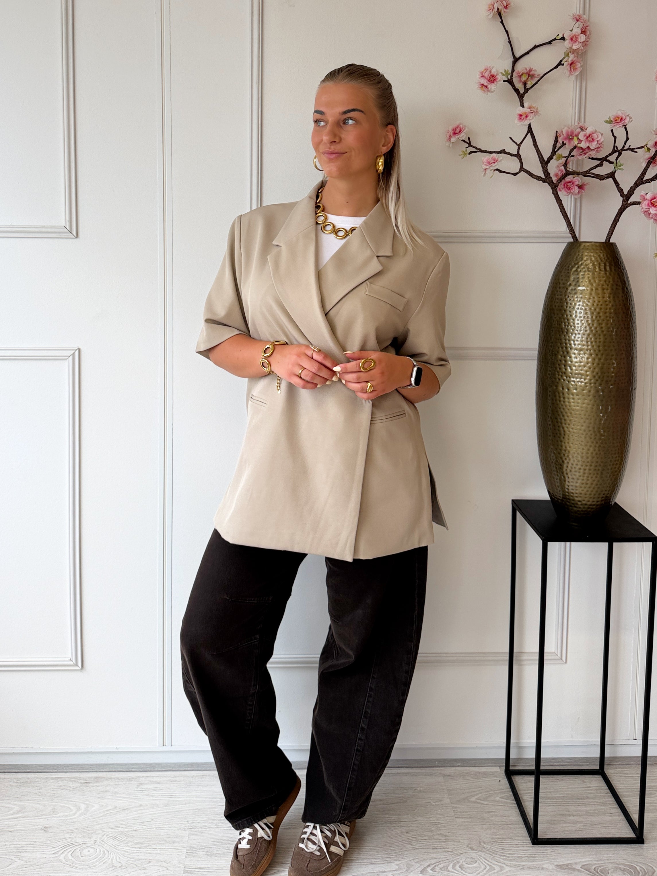 Summer Oversized Boxy Blazer | Beige