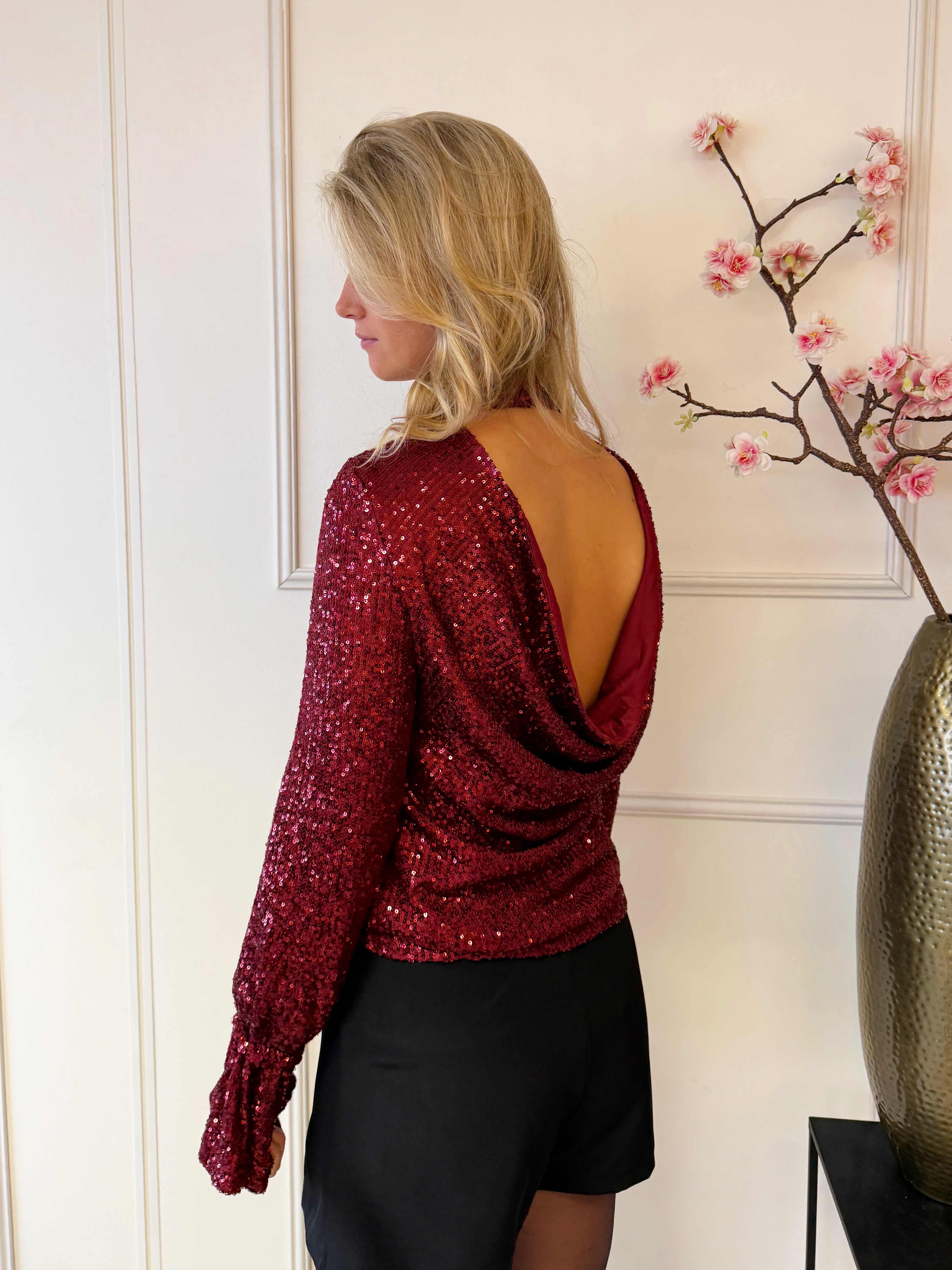 Glitter Waterval Top | Rood